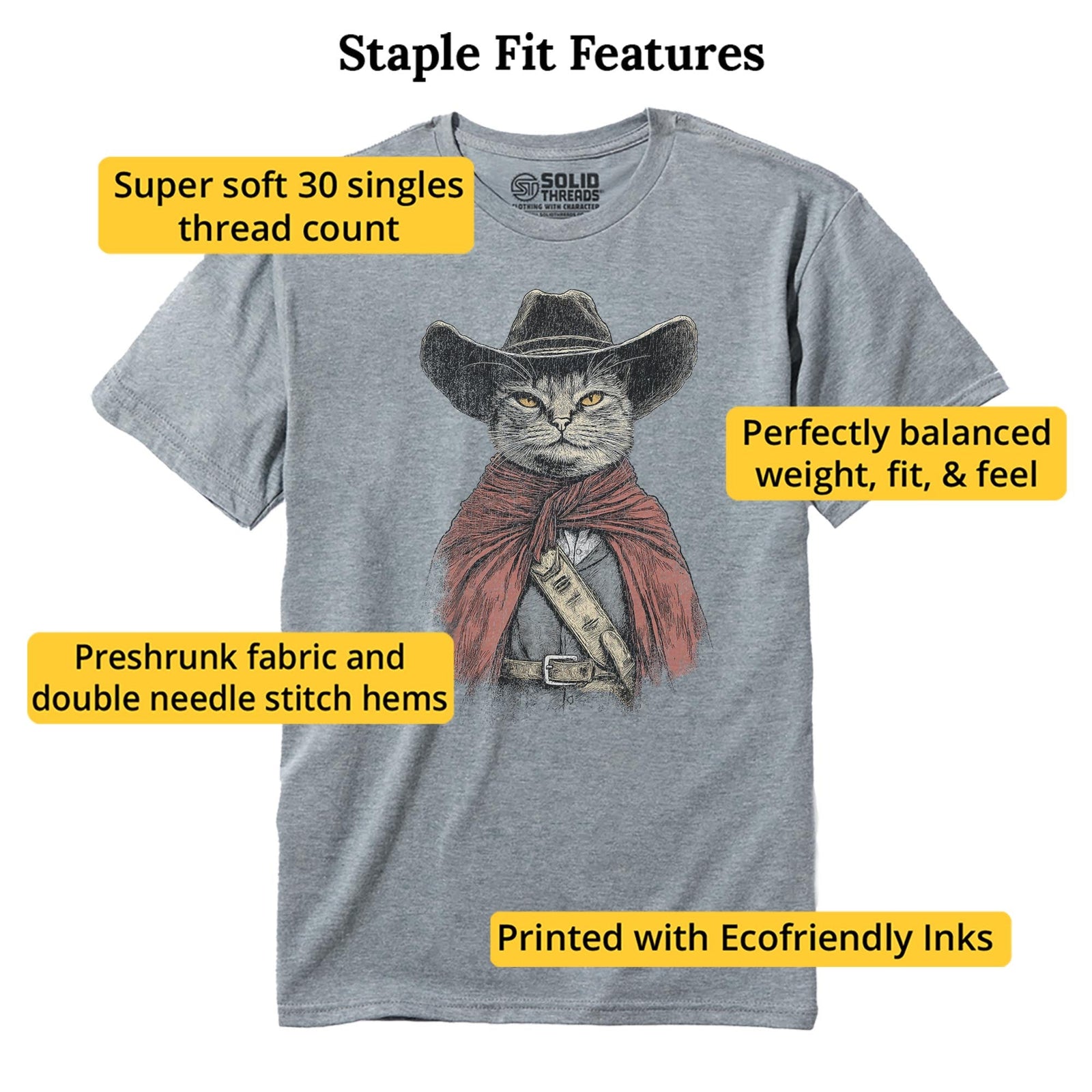 Pawful Of Dollars Cool Staple T-shirt in Ash Heather - Fit Attributes