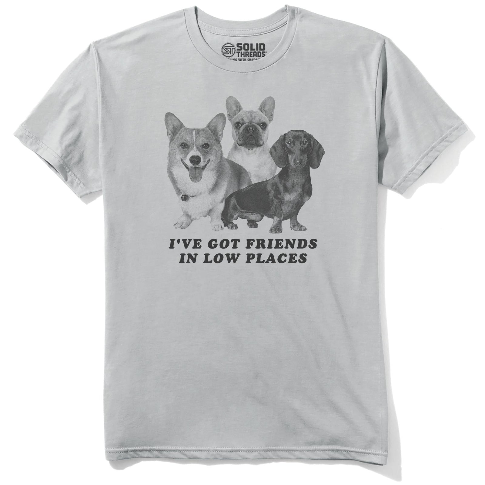 I've Got Friends In Low Places Funny Staple T-shirt in Silver - Front View