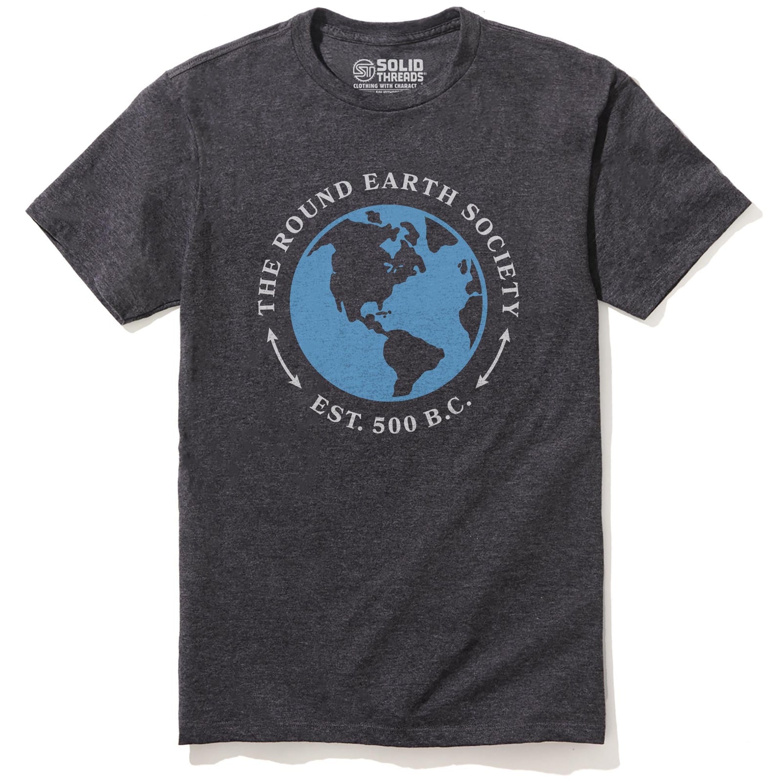 Round Earth Society Cool Staple T-shirt in Charcoal Heather - Front View