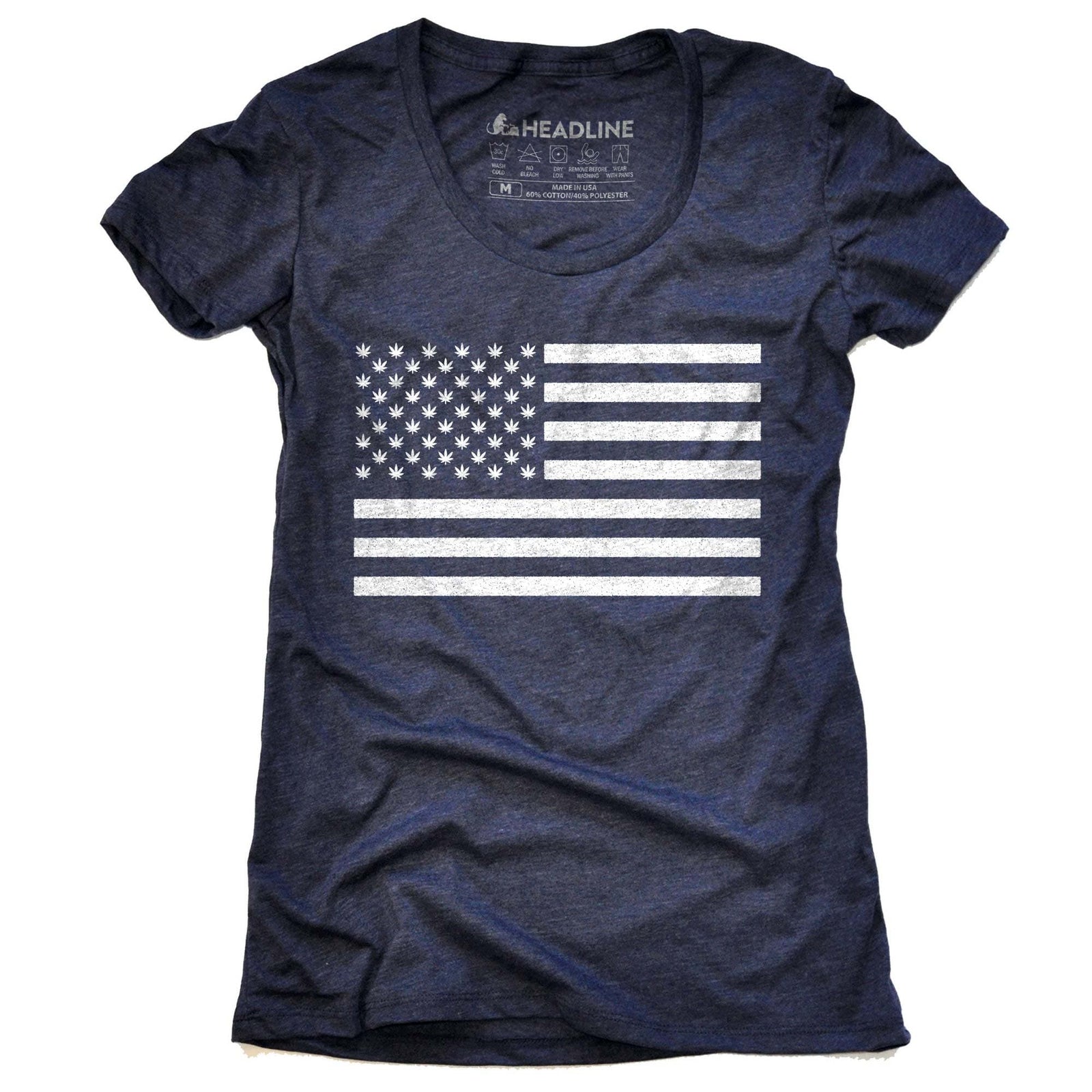 Women's United Weed Stand Designer Graphic T-Shirt | Cool Cannabis American Flag Tee | Solid Threads