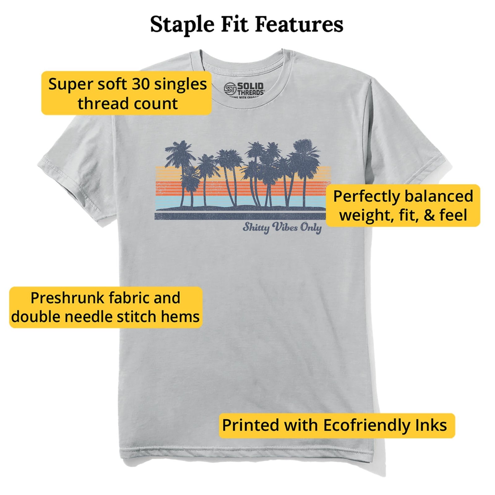 Shitty Vibes Only Designer Staple T-shirt in Silver - Fit Attributes