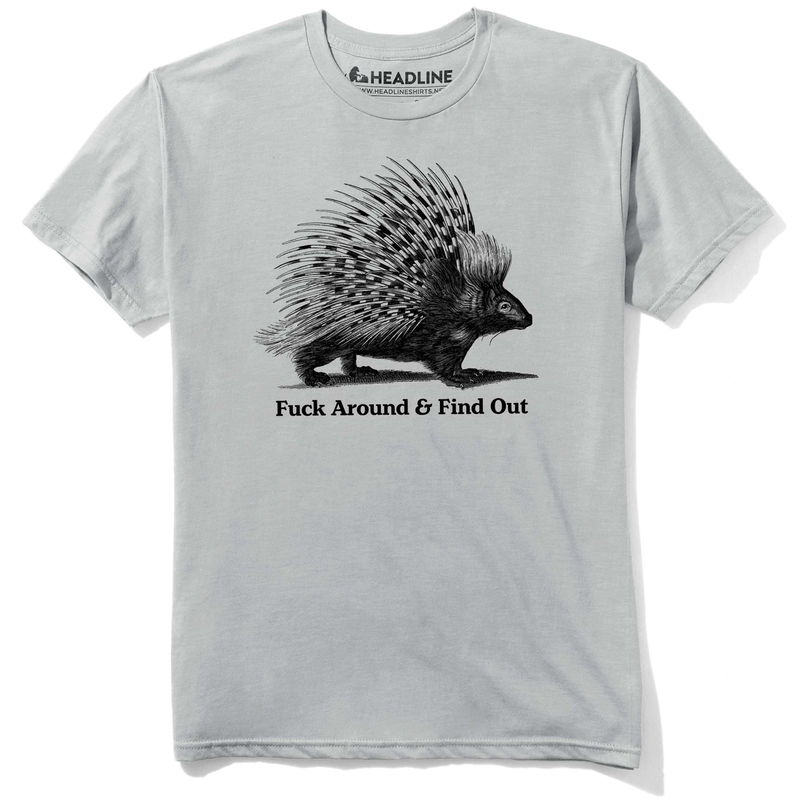 Men's Fuck Around And Find Out Porcupine Funny Graphic T-Shirt | Cool Porcupine Quills Tee | Solid Threads