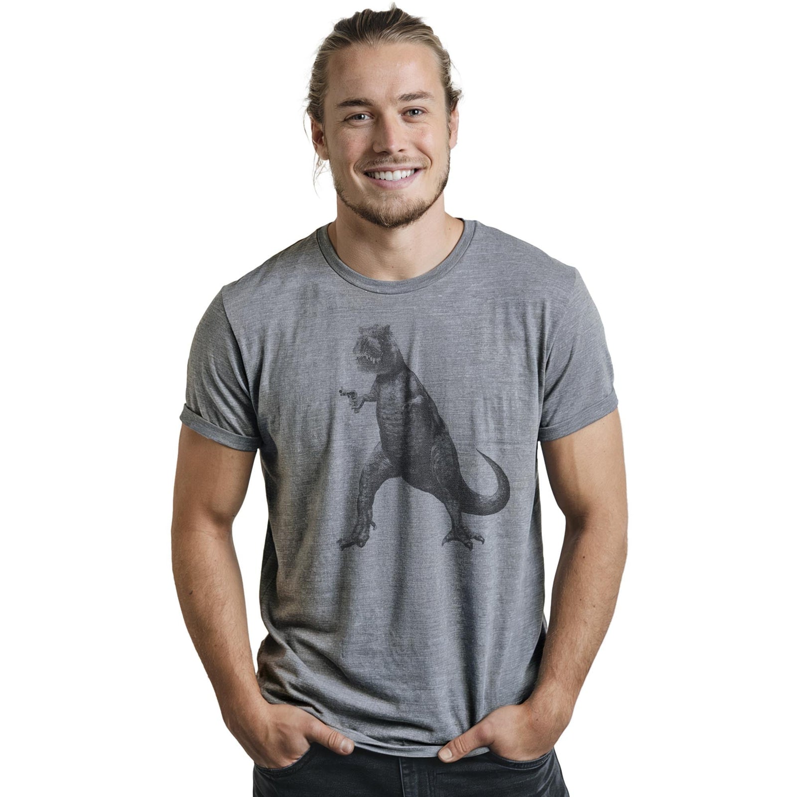 Deadliest Predator Cool Staple T-shirt in Ash Heather On Model - Front View