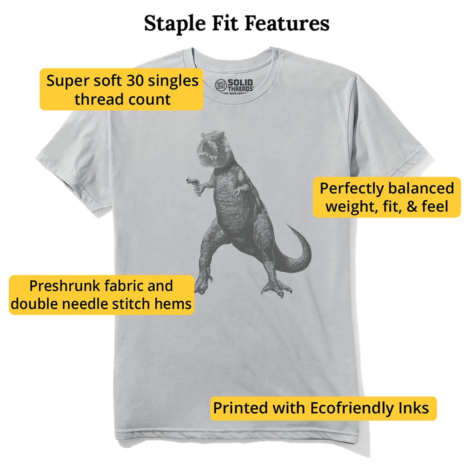 Deadliest Predator Cool Staple T-shirt in Silver - Fit Attributes
