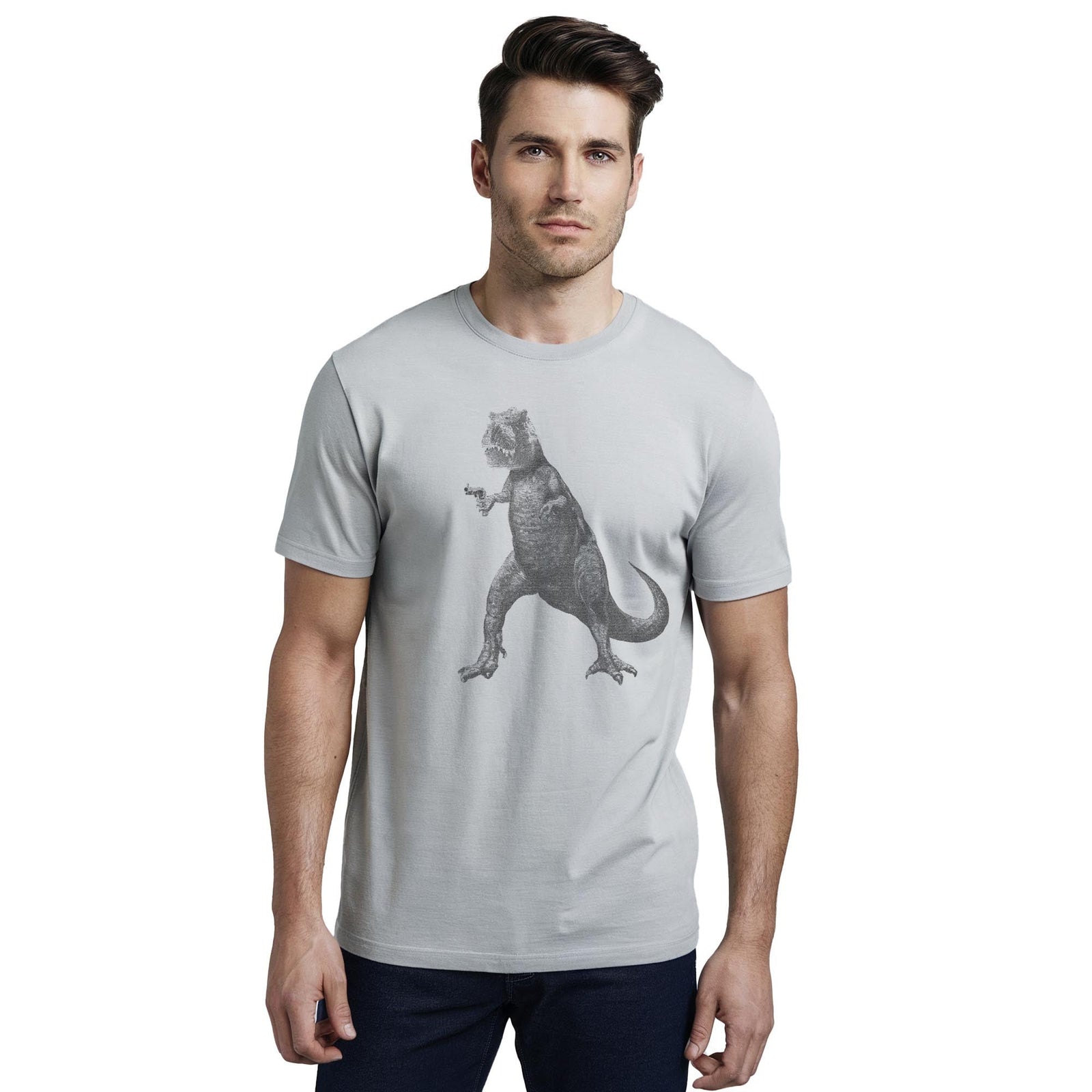 Deadliest Predator Cool Staple T-shirt in Silver On Model - Front View