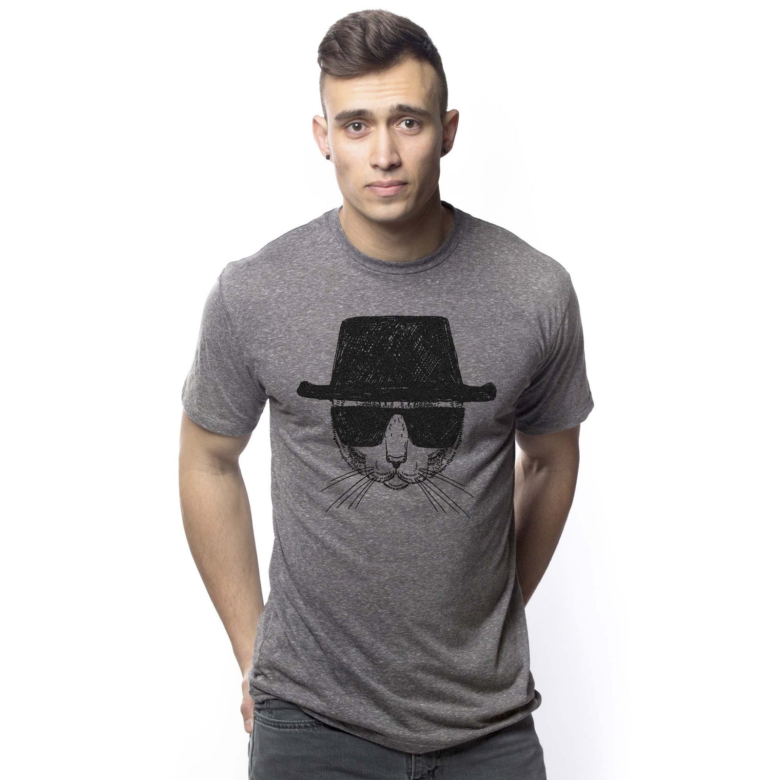 Men's Catsenberg Funny Heisenberg Graphic T-Shirt | Cool Breaking Bad Tee On Model | Solid Threads