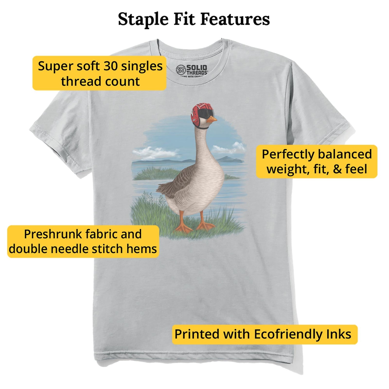 Goose Funny Staple T-shirt in Silver - Fit Attributes