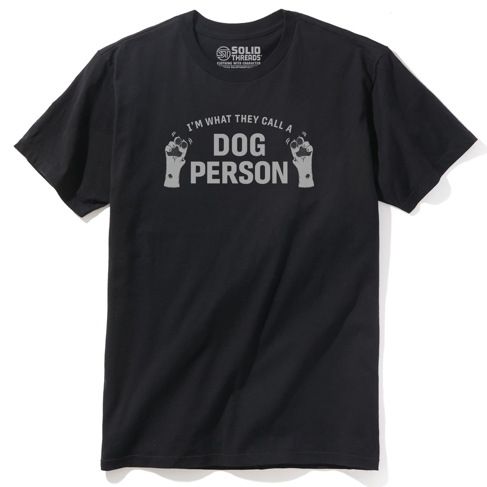 Dog Paw Air Quotes Funny Staple T-shirt in Black - Front View