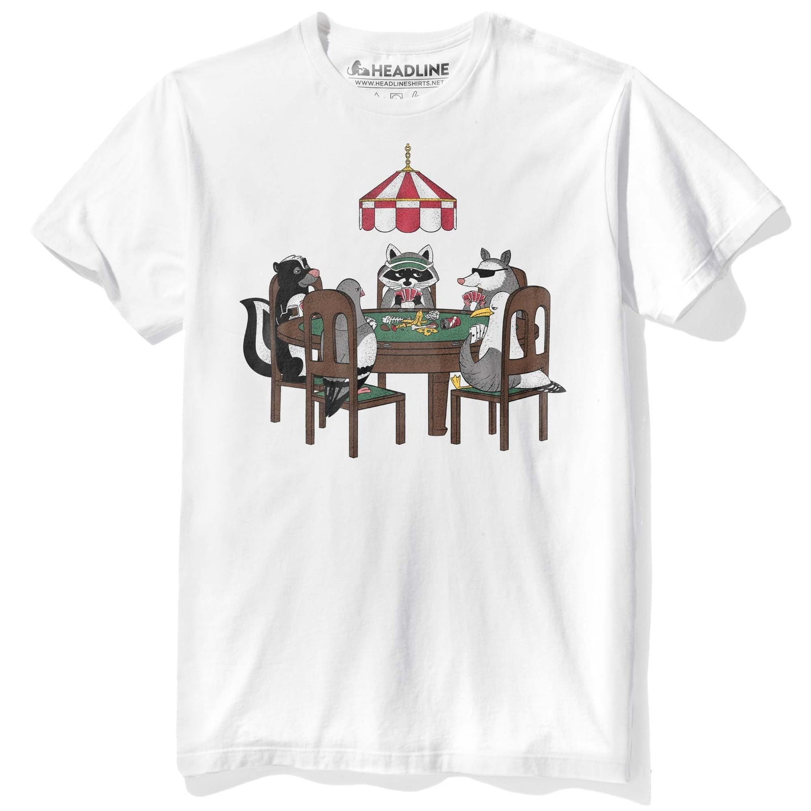 Men's Trash Animal Poker Funny Graphic T-Shirt | Cool Card Game Tee | Solid Threads