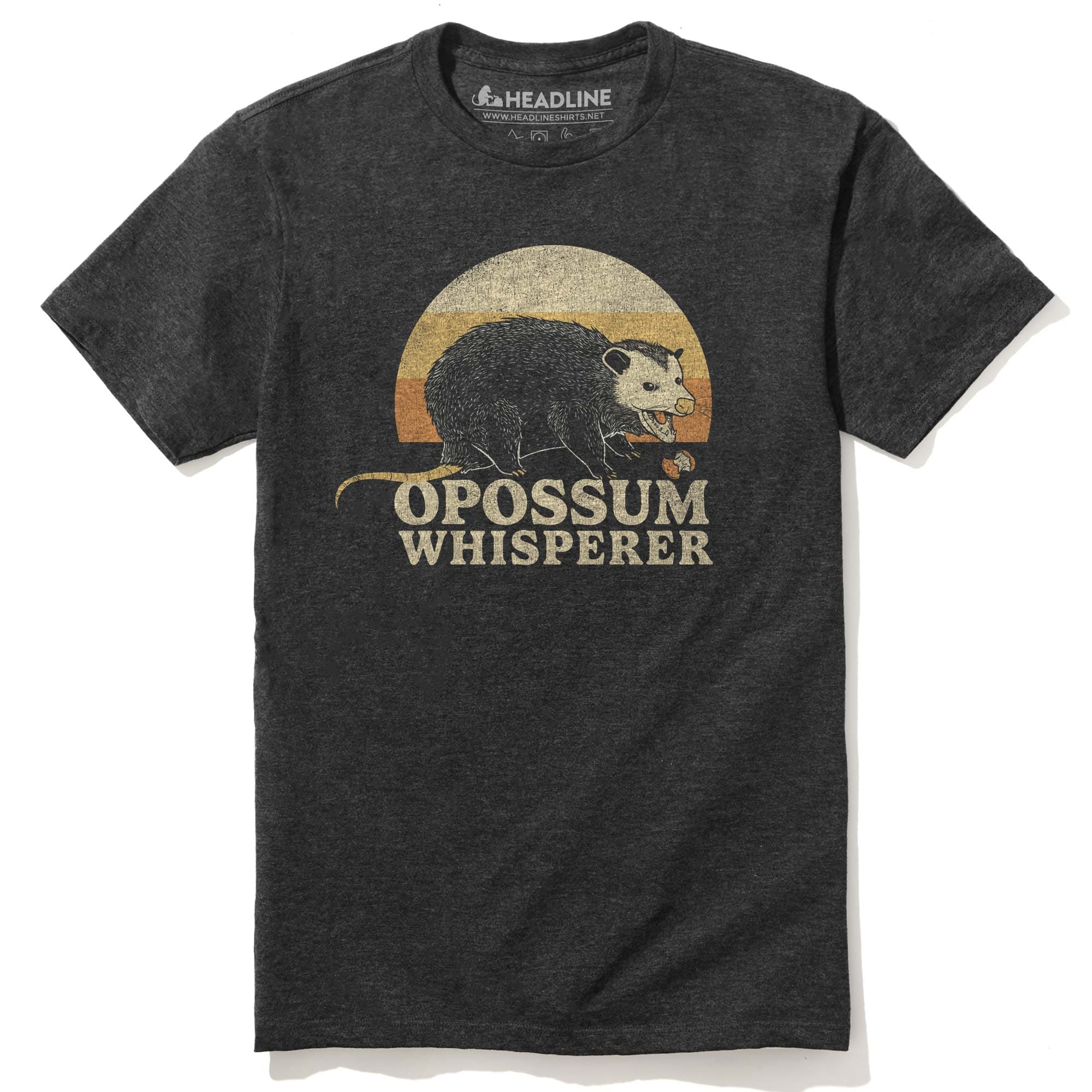 Men's Opossum Whisperer Funny Graphic T-Shirt | Vintage Sunset Trash  Tee | Solid Threads
