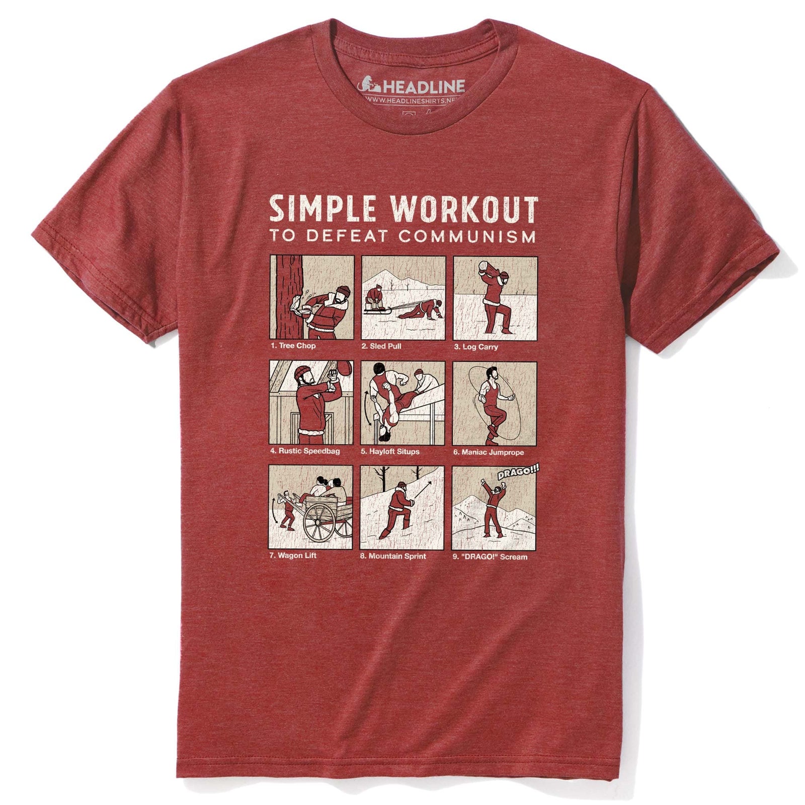 Men's Simple Workout To Defeat Communism Designer Graphic T-Shirt | Cool Rocky Parody Tee | Solid Threads