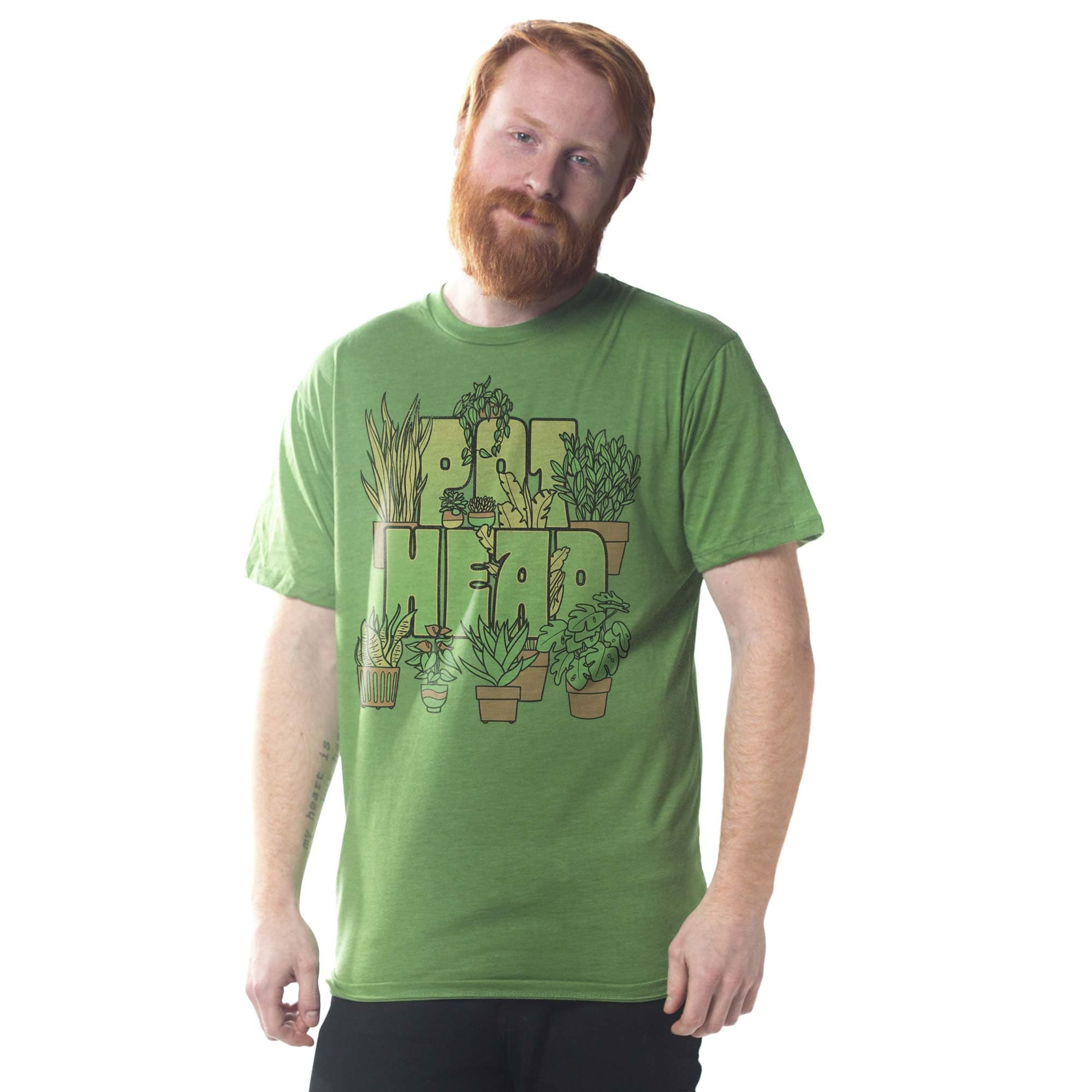 Men's Pot Head Vintage Stoner Graphic T-Shirt | Retro House Plants Tee On Model | Solid Threads