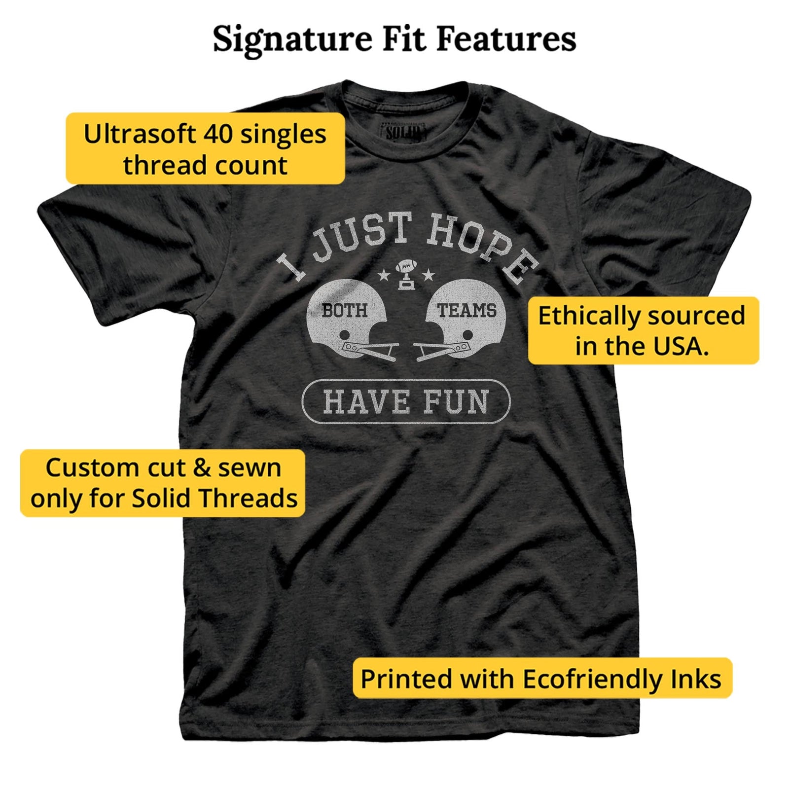 I Just Hope Both Teams Have Fun Vintage Signature T-shirt in Dark Charcoal - Fit Attributes