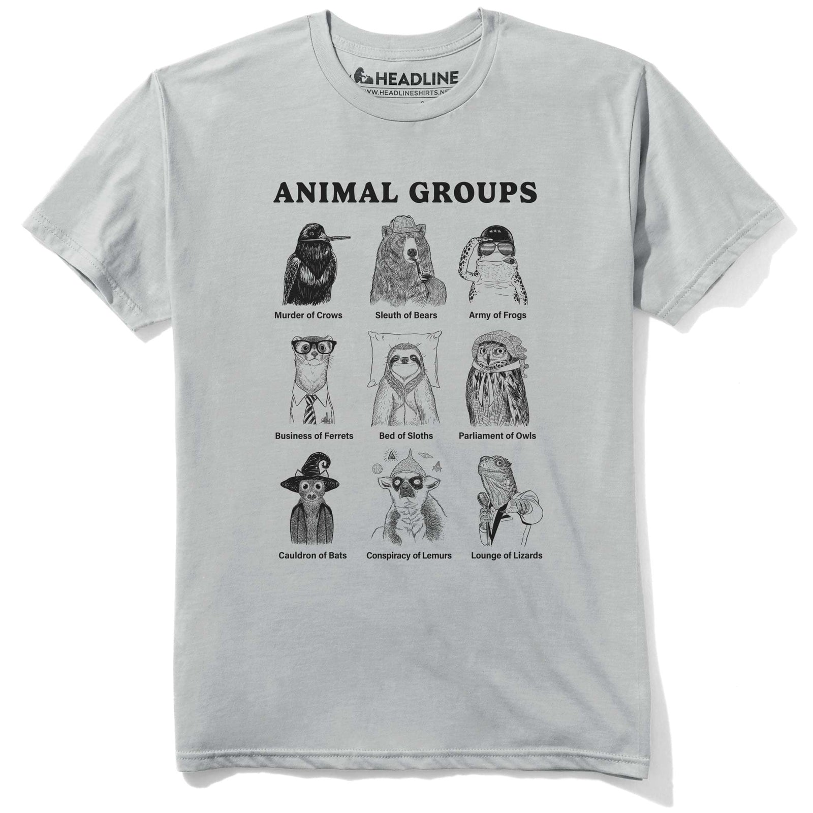 Men's Animal Groups Cool Nerdy Zoology Graphic T-Shirt | Funny Collective Nouns Tee | Solid Threads