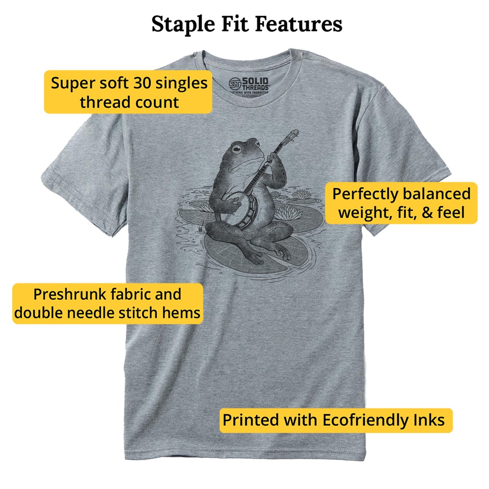 Country Frog Designer Staple T-shirt in Ash Heather - Fit Attributes