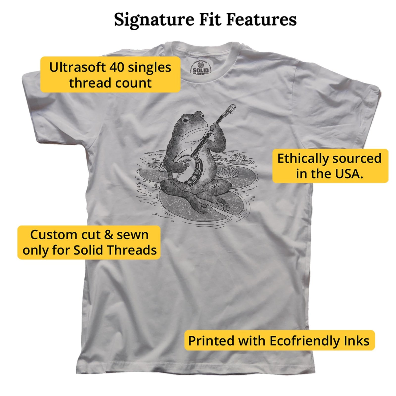 Country Frog Designer Signature T-shirt in Silver - Fit Attributes