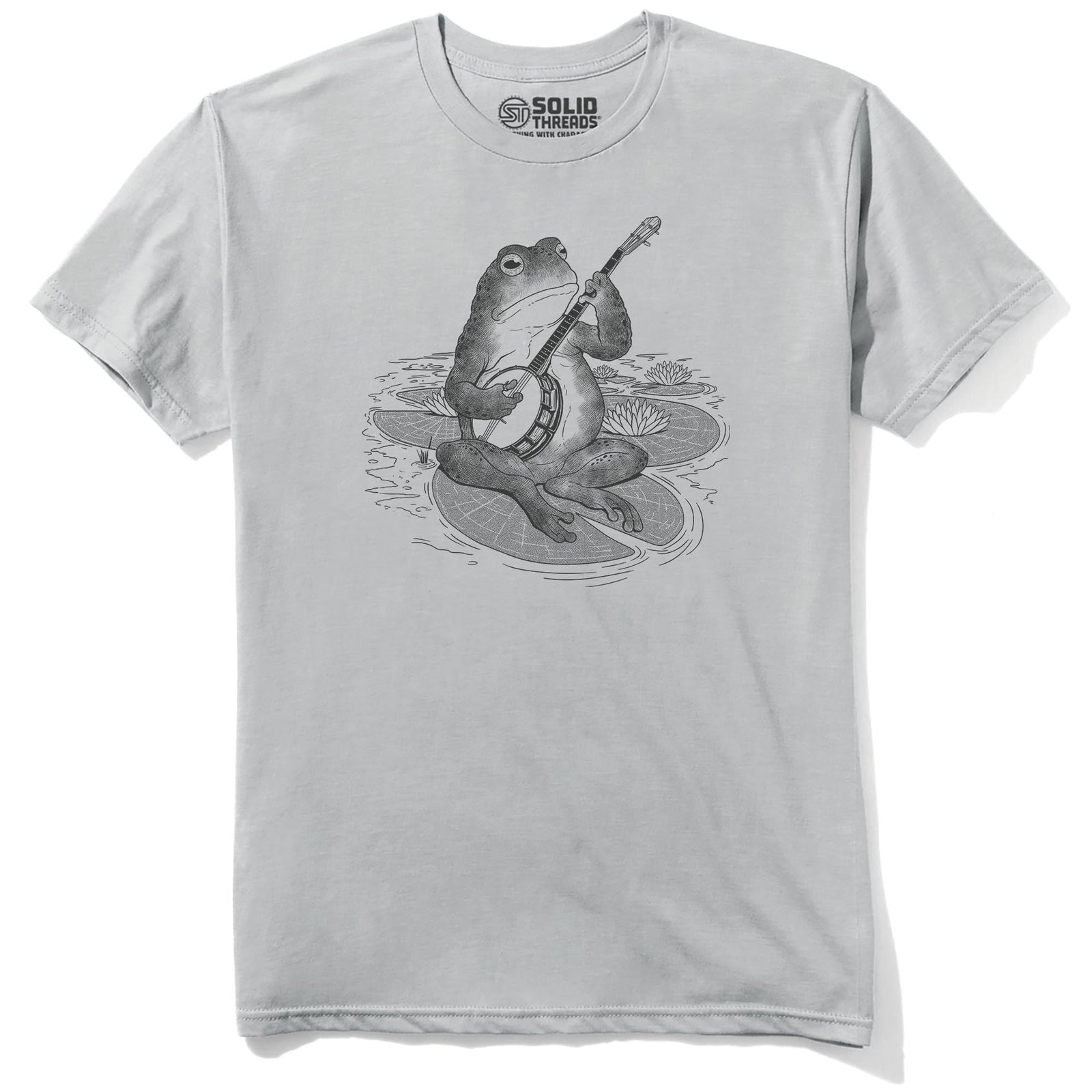 Country Frog Designer Staple T-shirt in Silver - Front View