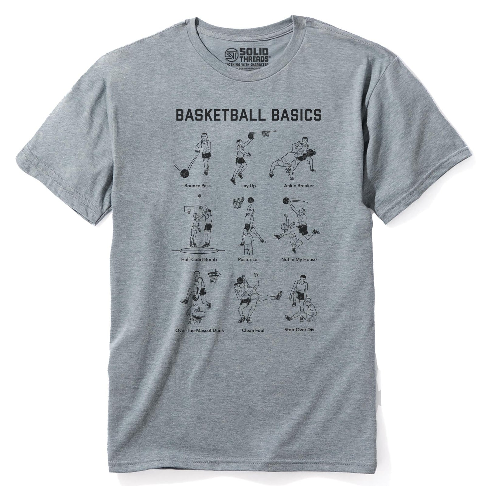 Basketball Basics Funny Staple T-shirt in Ash Heather - Front View