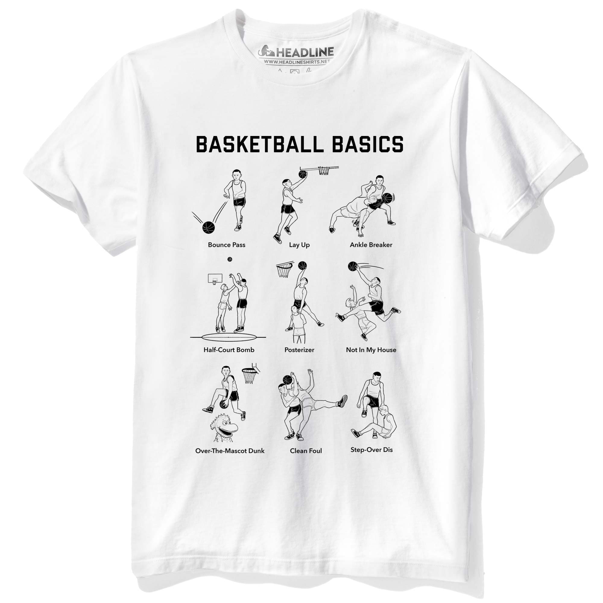 Men's Basketball Basics Funny Graphic T-Shirt | Cool Sports Teammate Parody Tee | Solid Threads