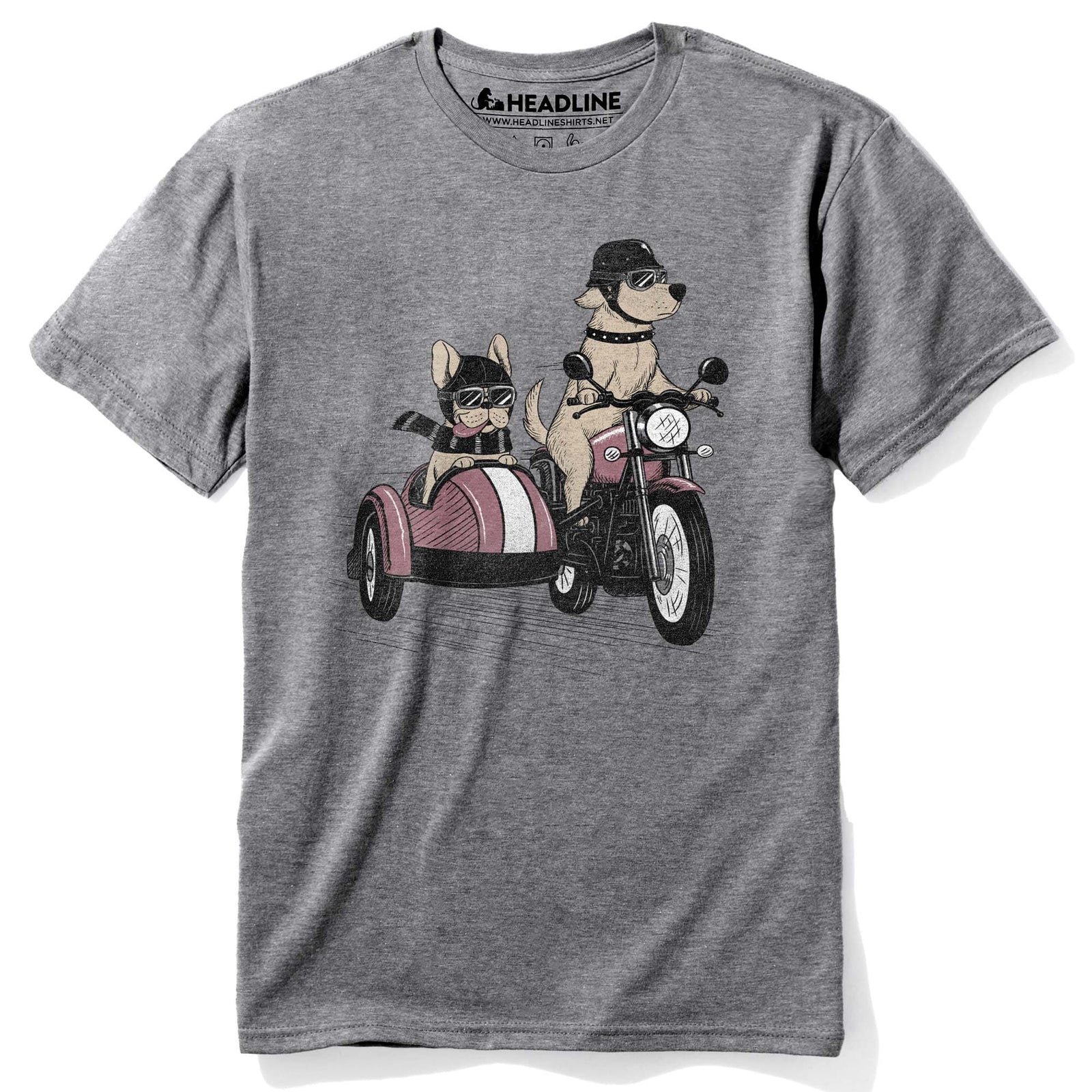 Men's Bred To Be Wild Vintage Graphic T-Shirt | Funny Dogs Motorcycle Sidecar Tee | Solid Threads