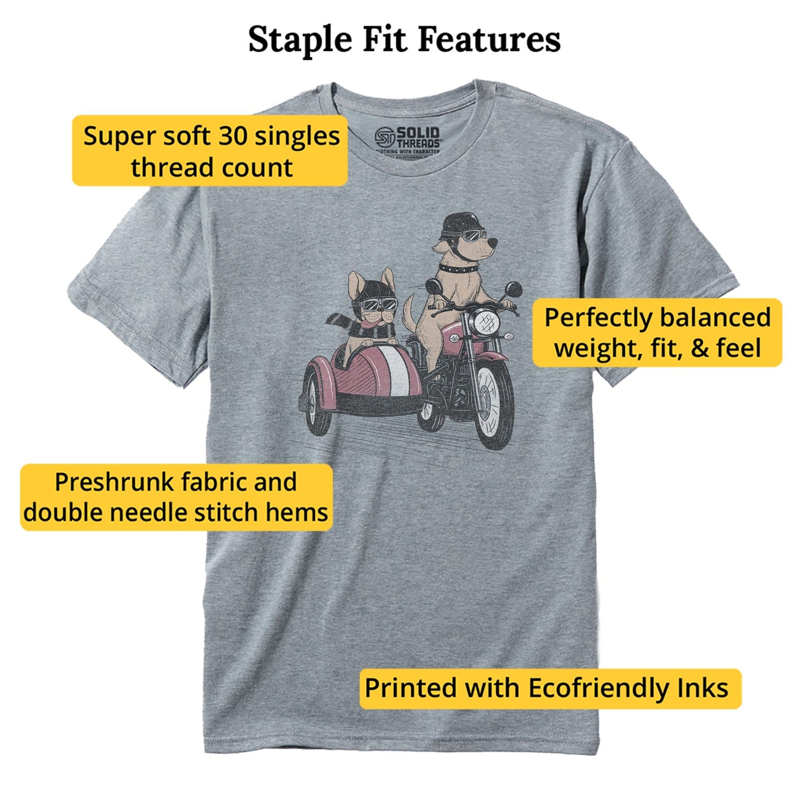 Bred To Be Wild Vintage Staple T-shirt in Ash Heather - Fit Attributes