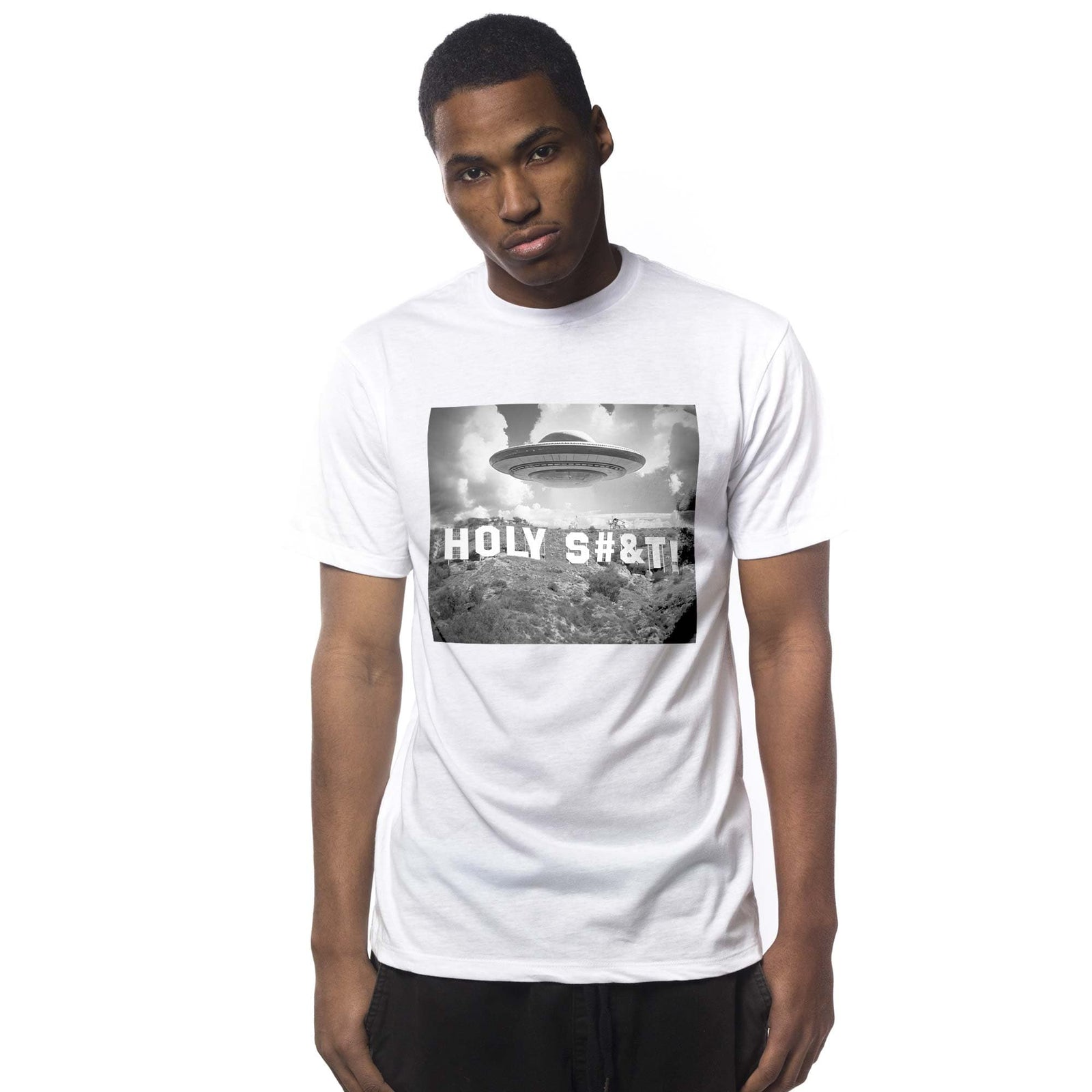 Men's Not A Good Sign Cool Graphic T-Shirt | Designer Hollywood Holy Tee On Model | Solid Threads
