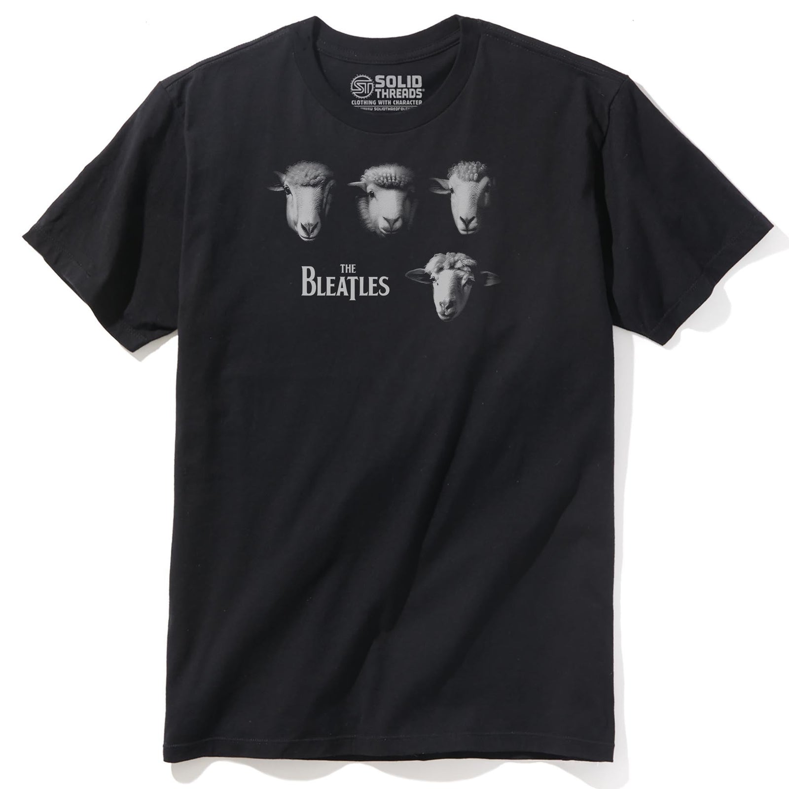 The Bleatles Funny Staple T-shirt in Black - Front View