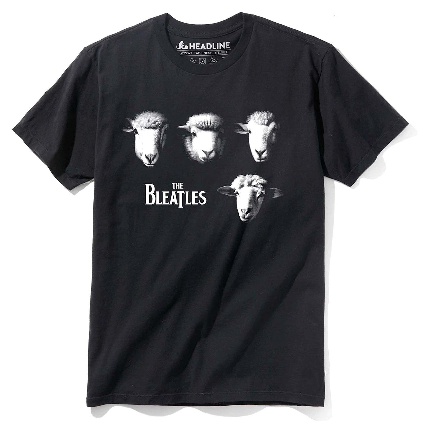 Men's The Bleatles Funny Fab 4 Graphic T-Shirt | Vintage Sheep Vinyl Album Pun Tee | Solid Threads