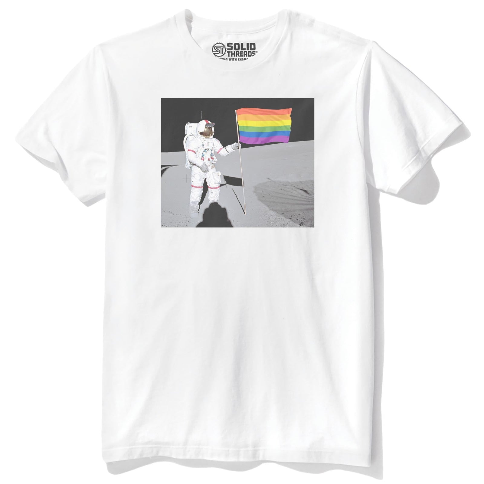One Giant Leap Cool Staple T-shirt in White - Front View
