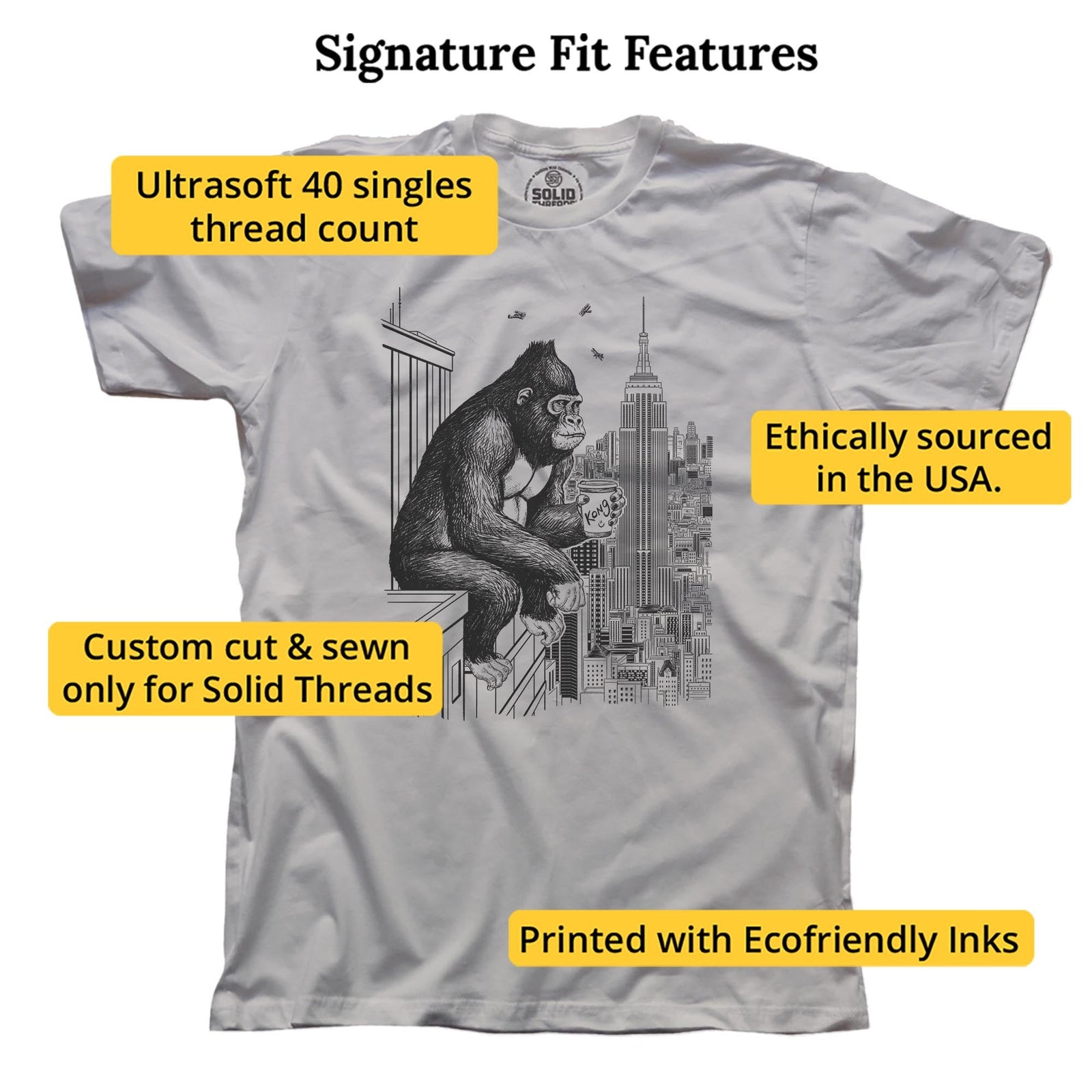 King Coffee Break Funny Signature T-shirt in Silver - Fit Attributes