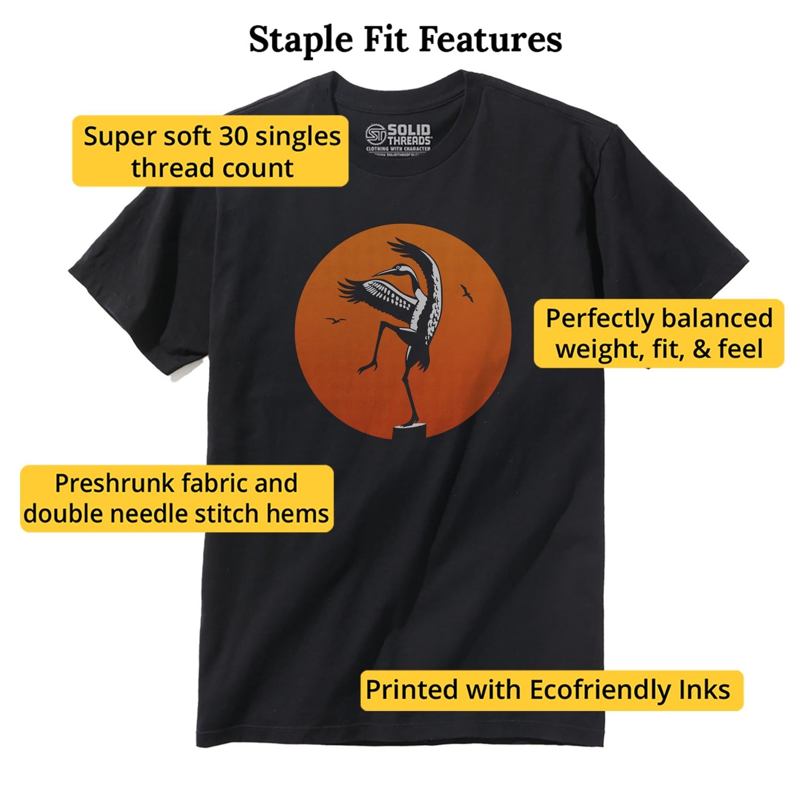 Crane Kick Designer Staple T-shirt in Black - Fit Attributes