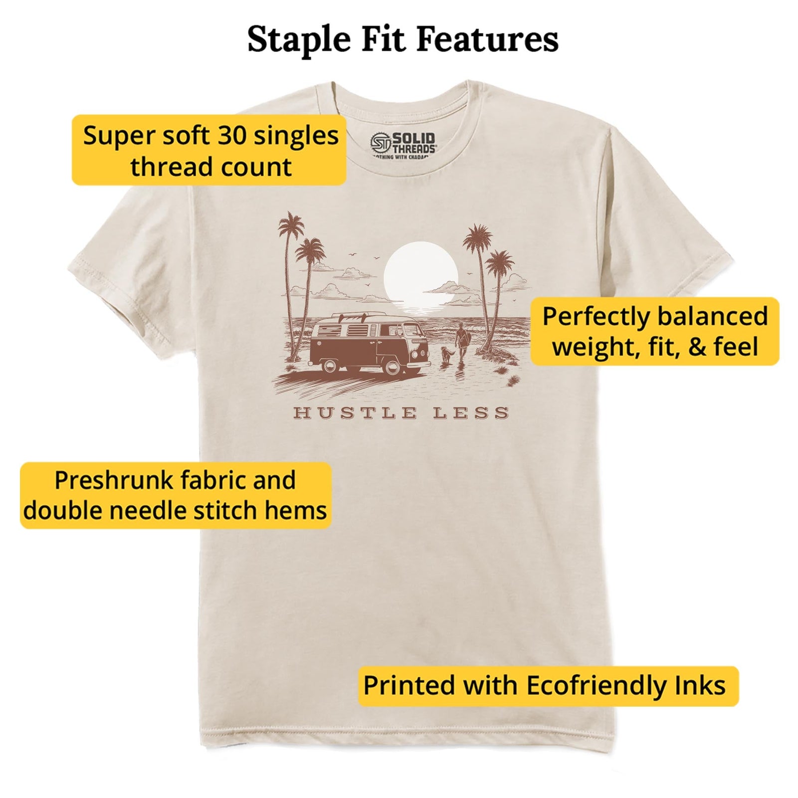 Hustle Less Cool Staple T-shirt in Natural - Fit Attributes