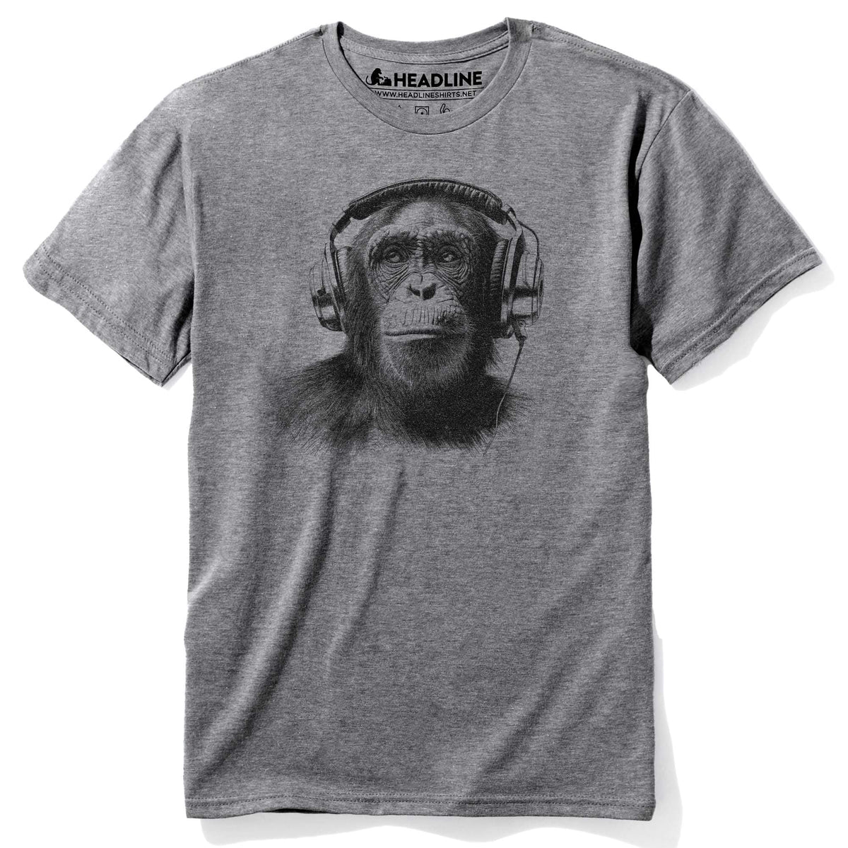 Men&#39;s Jungle Jams Retro Musician Graphic T-Shirt | Vintage Chimp Headphones Tee | Solid Threads