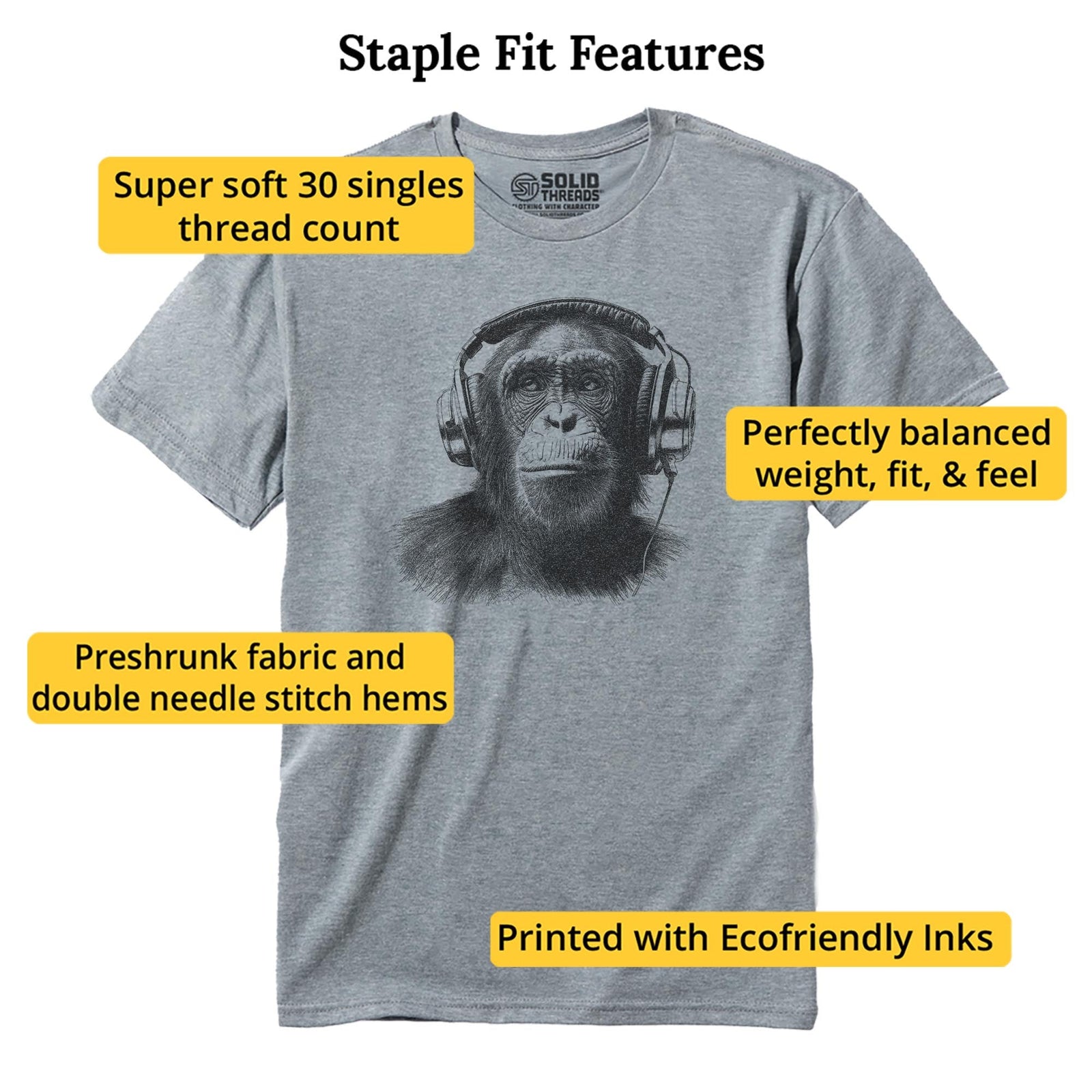Jungle Jams Cool Staple T-shirt in Ash Heather - Fit Attributes