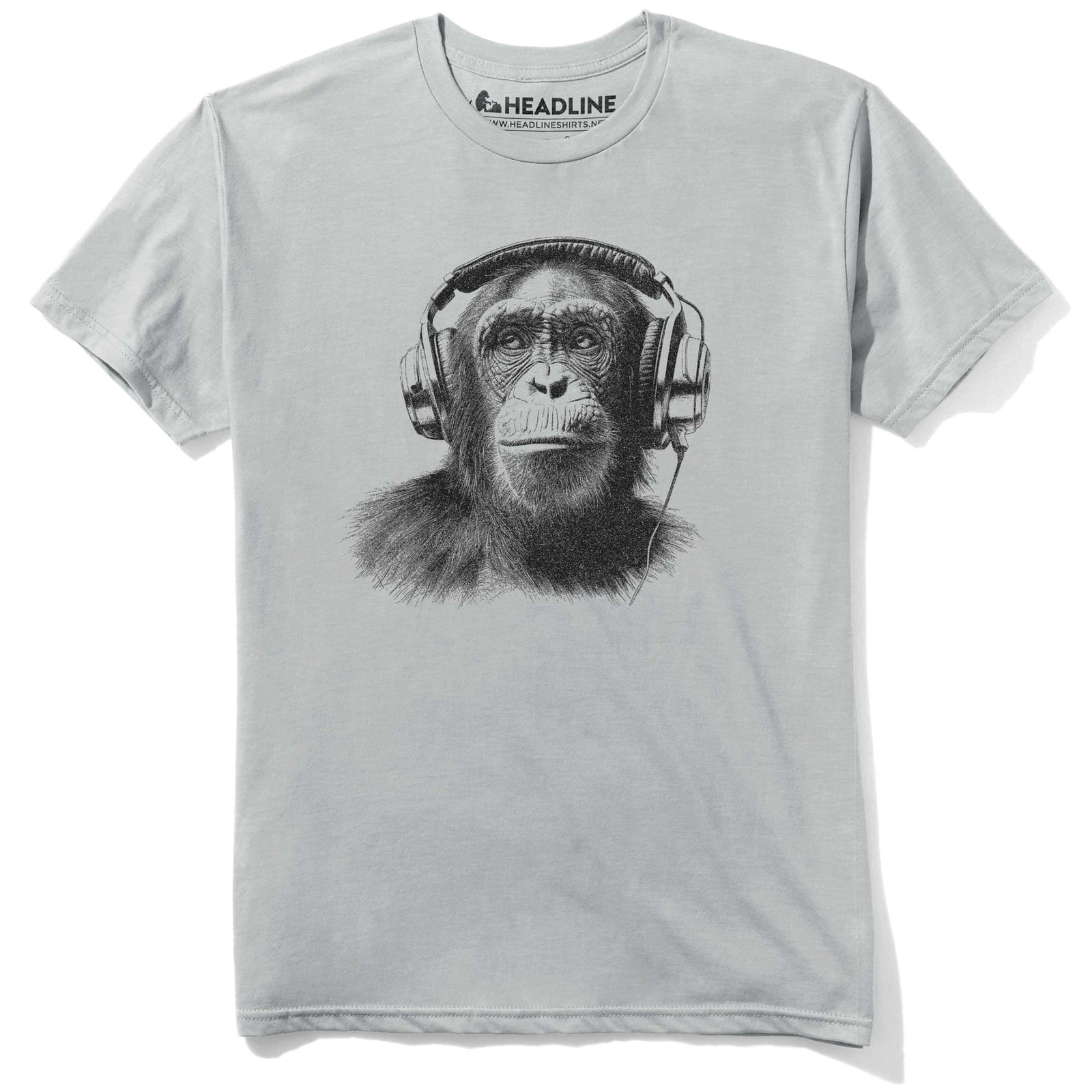 Men's Jungle Jams Retro Musician Graphic T-Shirt | Vintage Chimp Headphones Tee | Solid Threads