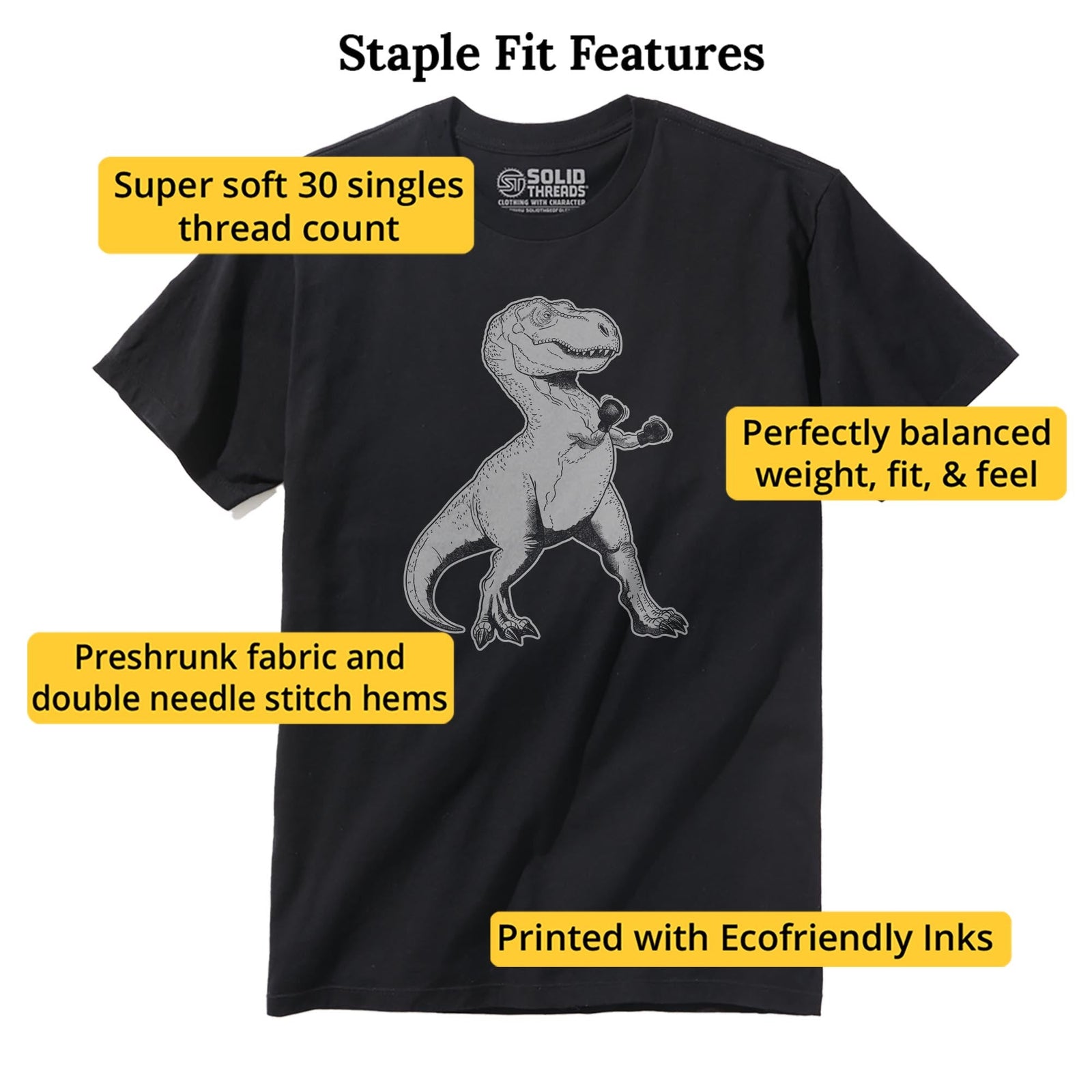 Kid Dino Mite Cool Staple T-shirt in Black - Fit Attributes