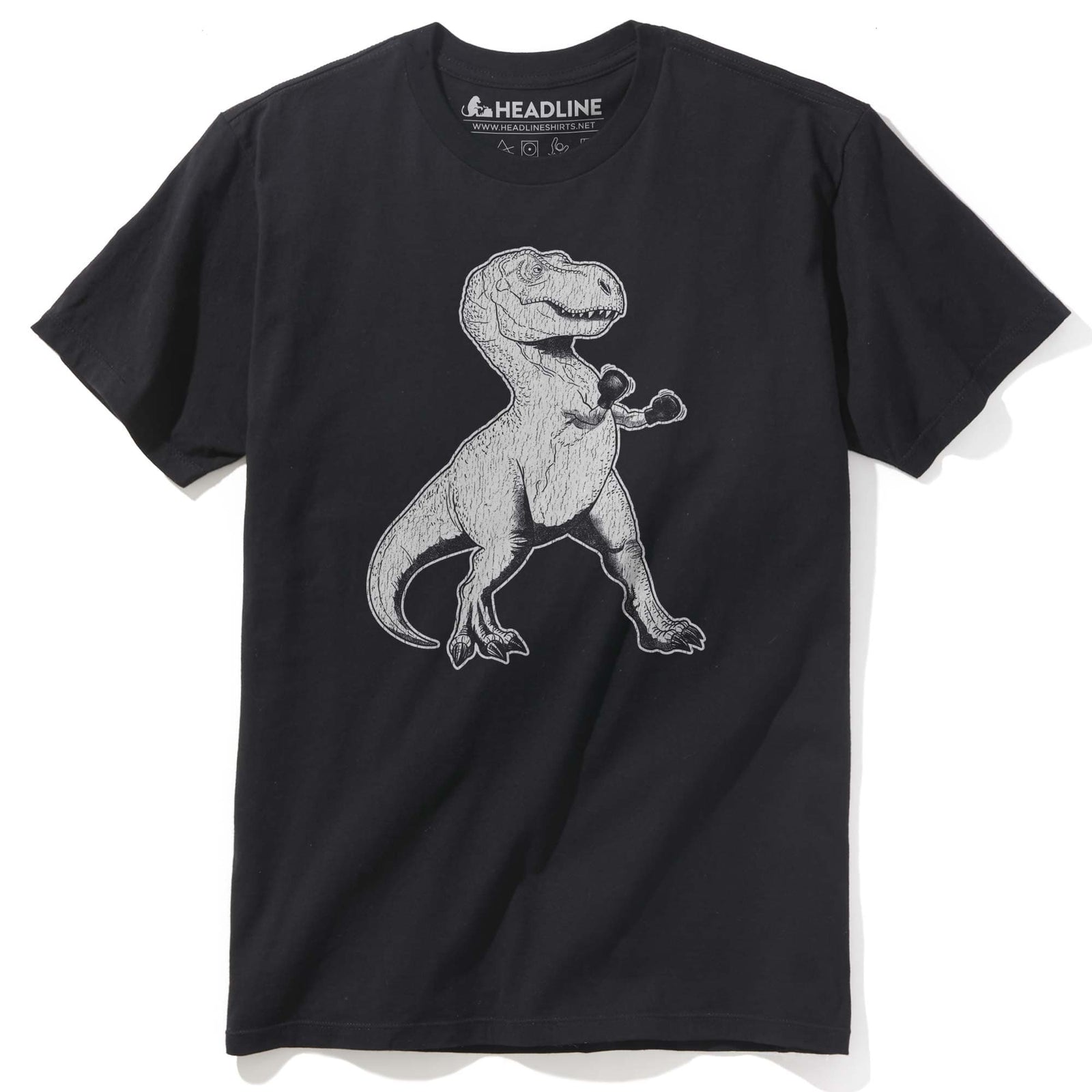 Men's Kid Dino-Mite Cool Graphic T-Shirt | Funny T-Rex Boxing Tee | Solid Threads