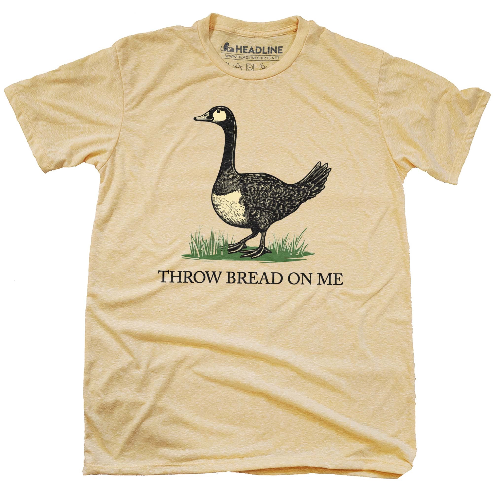 Men's Throw Bread On Me Designer Graphic T-Shirt | Funny Goose Tread on Me Flag Tee | Solid Threads
