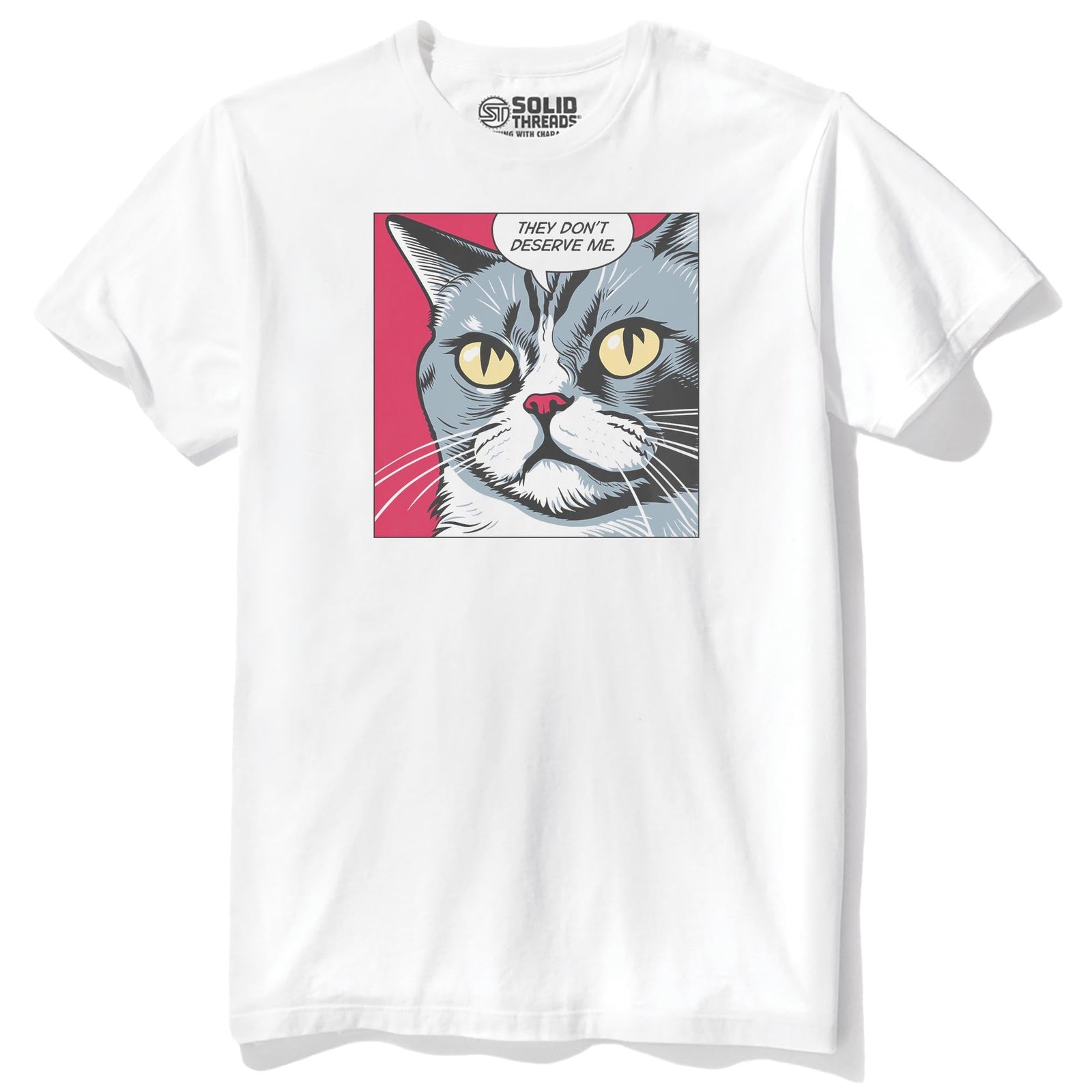 Narcissistic Cat Designer Staple T-shirt in White - Front View