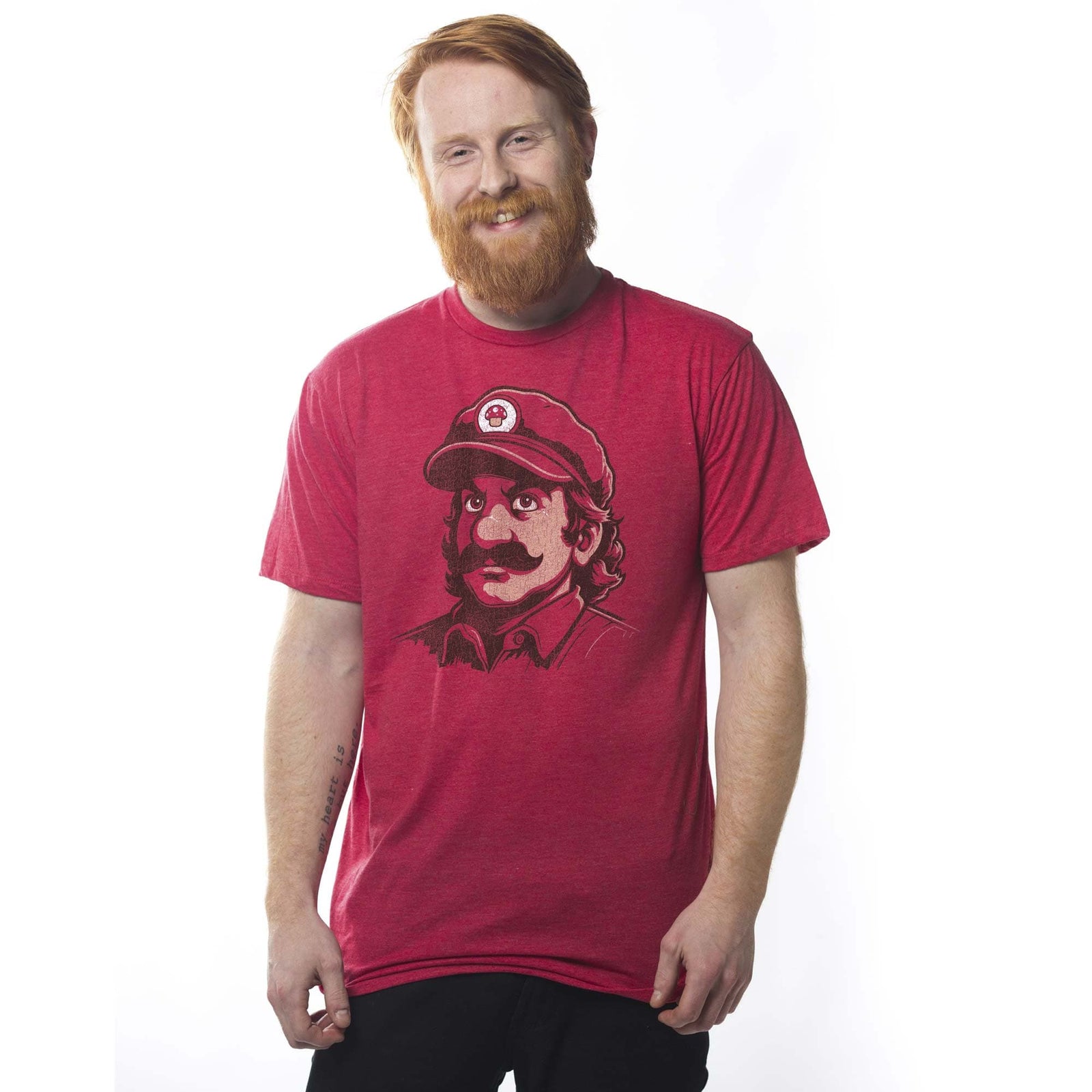 Men's Mushroom Revolution Cool Graphic T-Shirt | Designer Gaming Che Tee On Model | Solid Threads