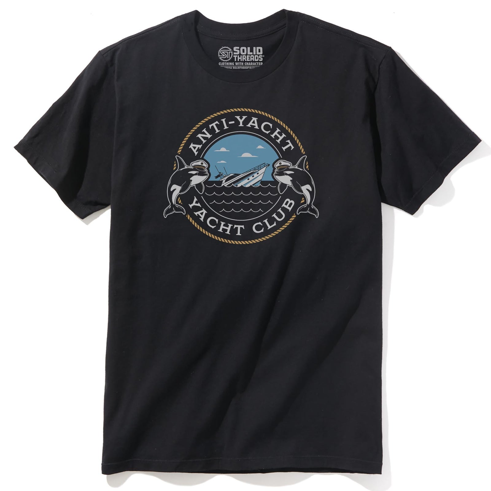 Anti Yacht Yacht Club Designer Staple T-shirt in Black - Front View