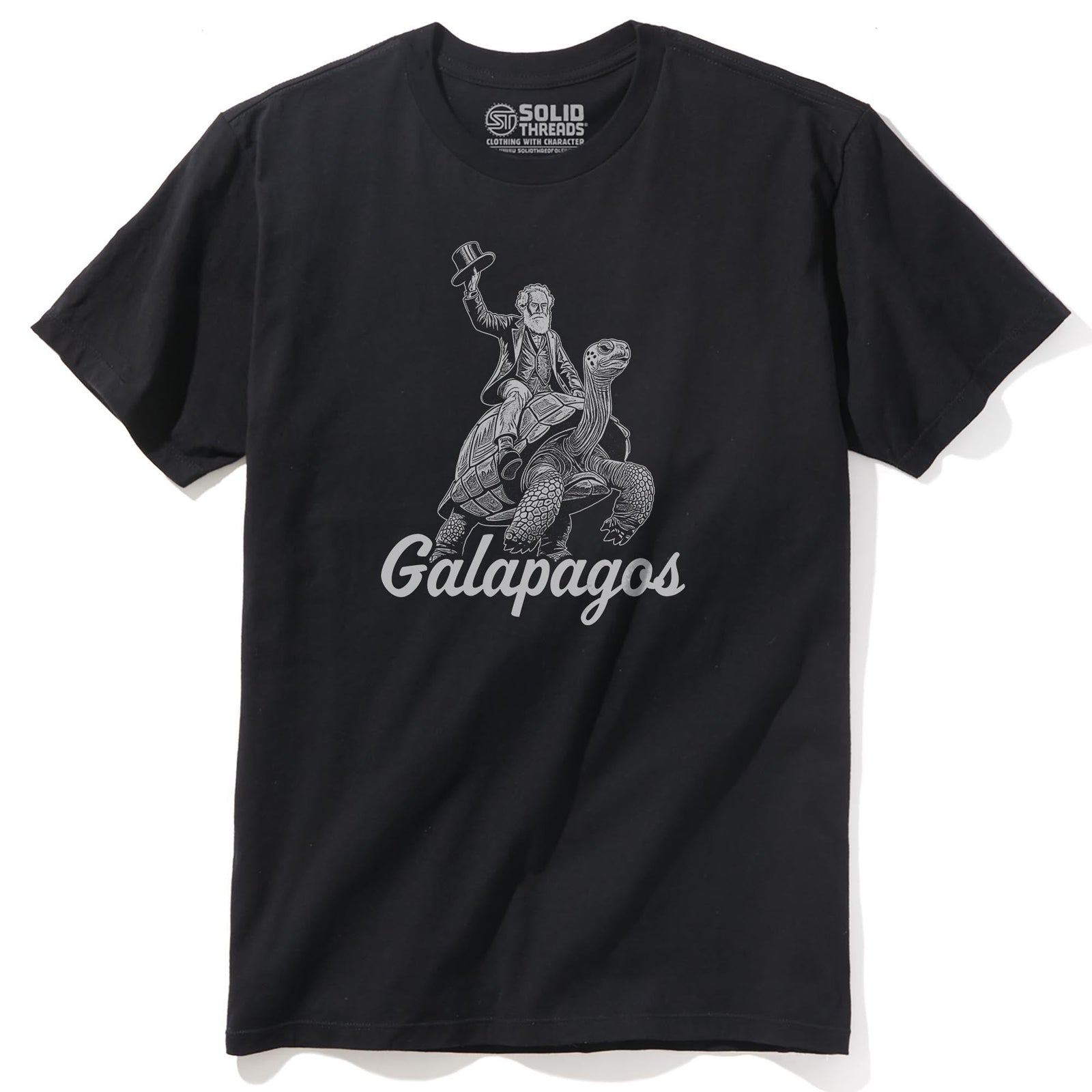 Galapagos Funny Staple T-shirt in Black - Front View