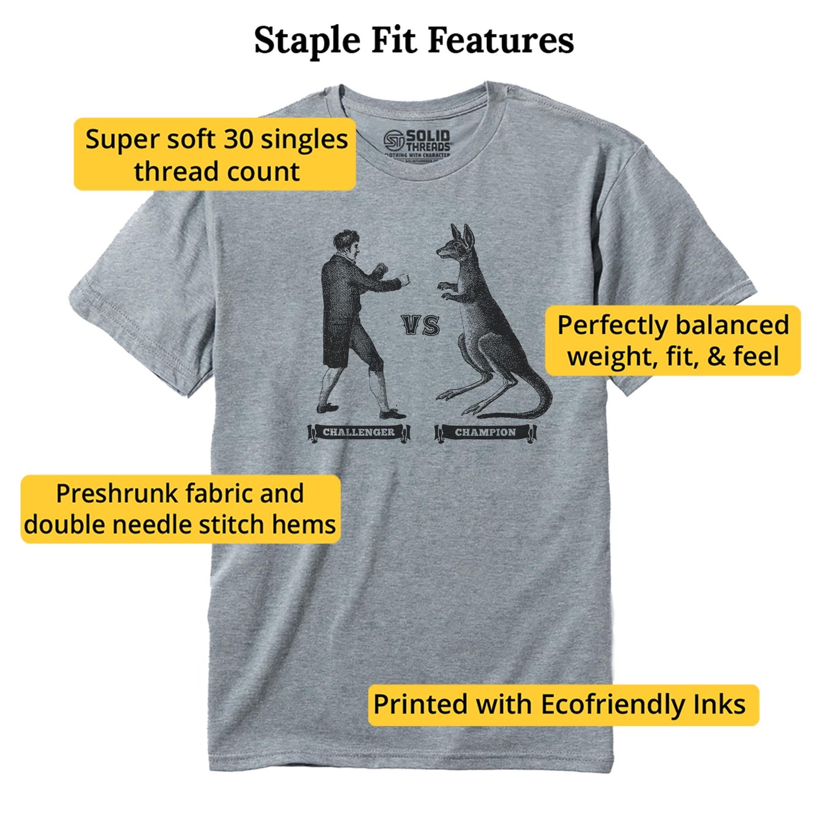 Challenger Vs Champion Cool Staple T-shirt in Ash Heather - Fit Attributes