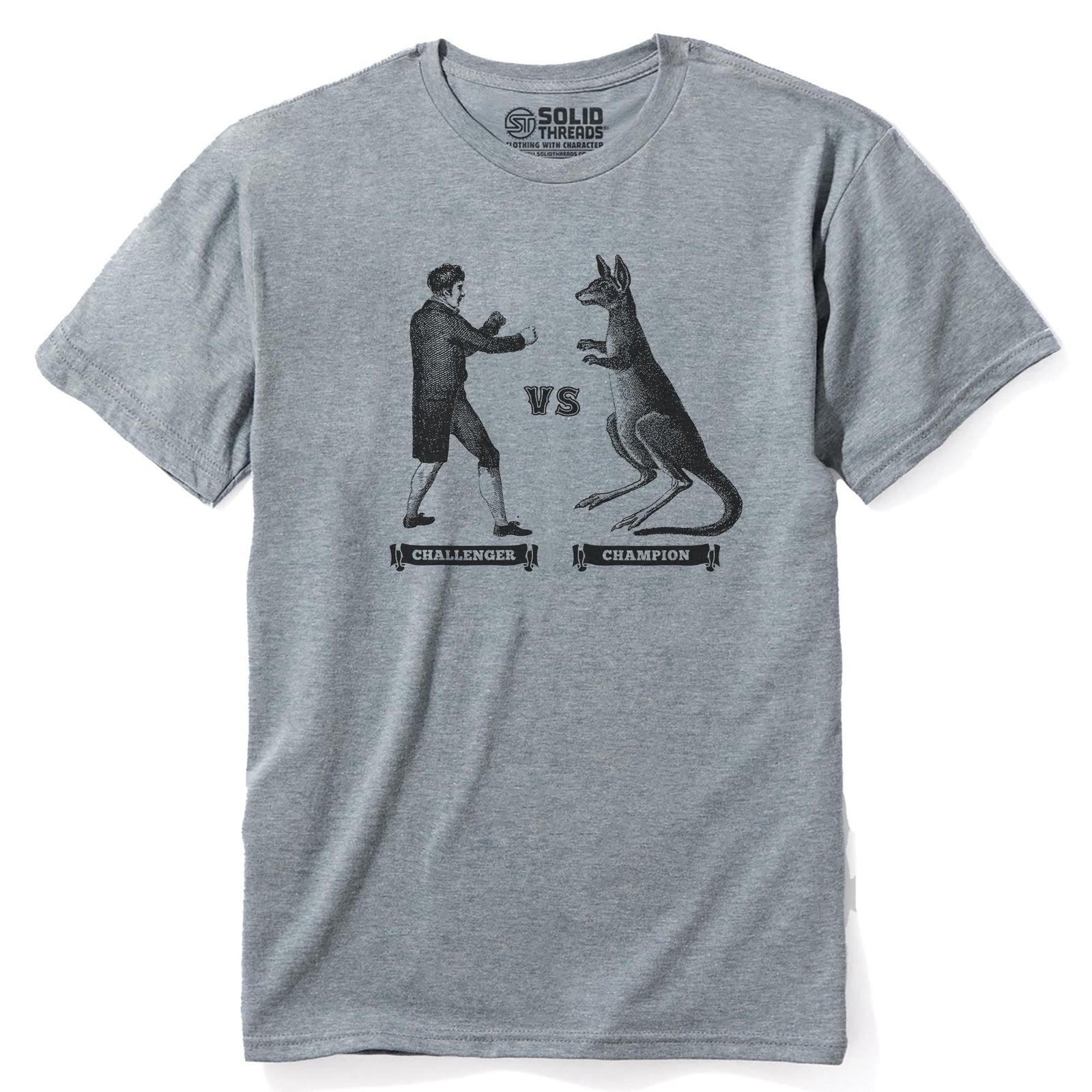 Challenger Vs Champion Cool Staple T-shirt in Ash Heather - Front View