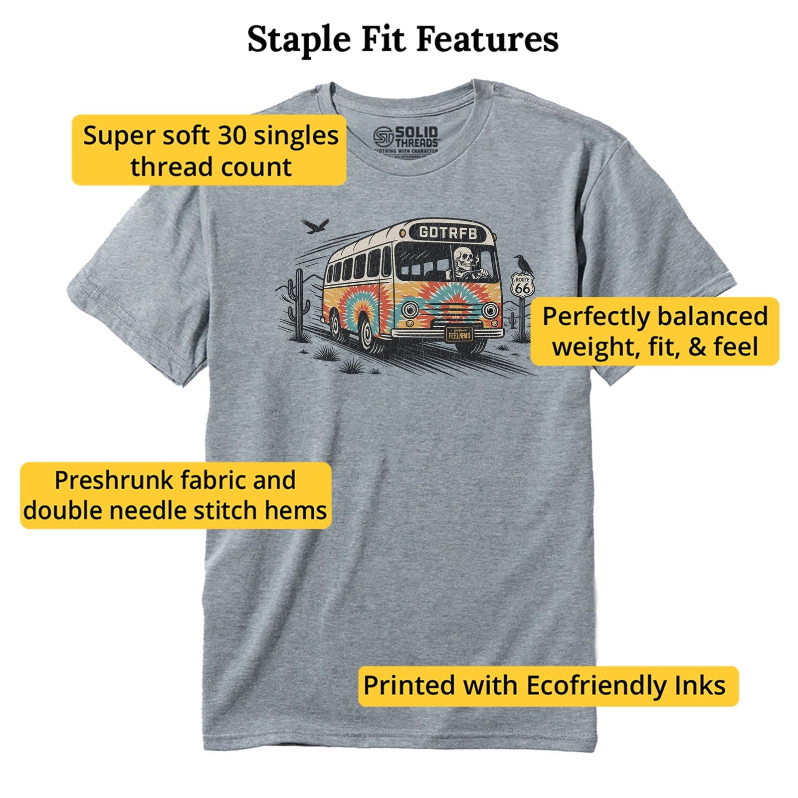 Going Down The Road Feeling Bad Vintage Staple T-shirt in Ash Heather - Fit Attributes