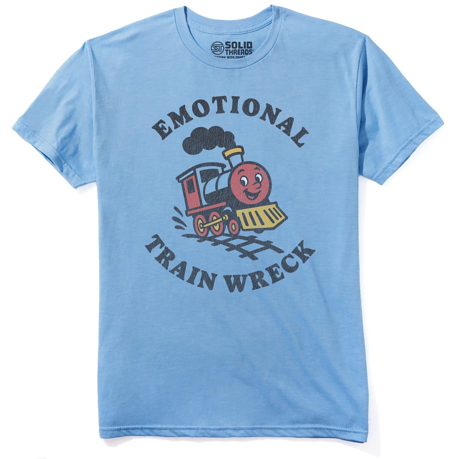 Emotional Trainwreck Vintage Staple T-shirt in Light Blue Heather - Front View