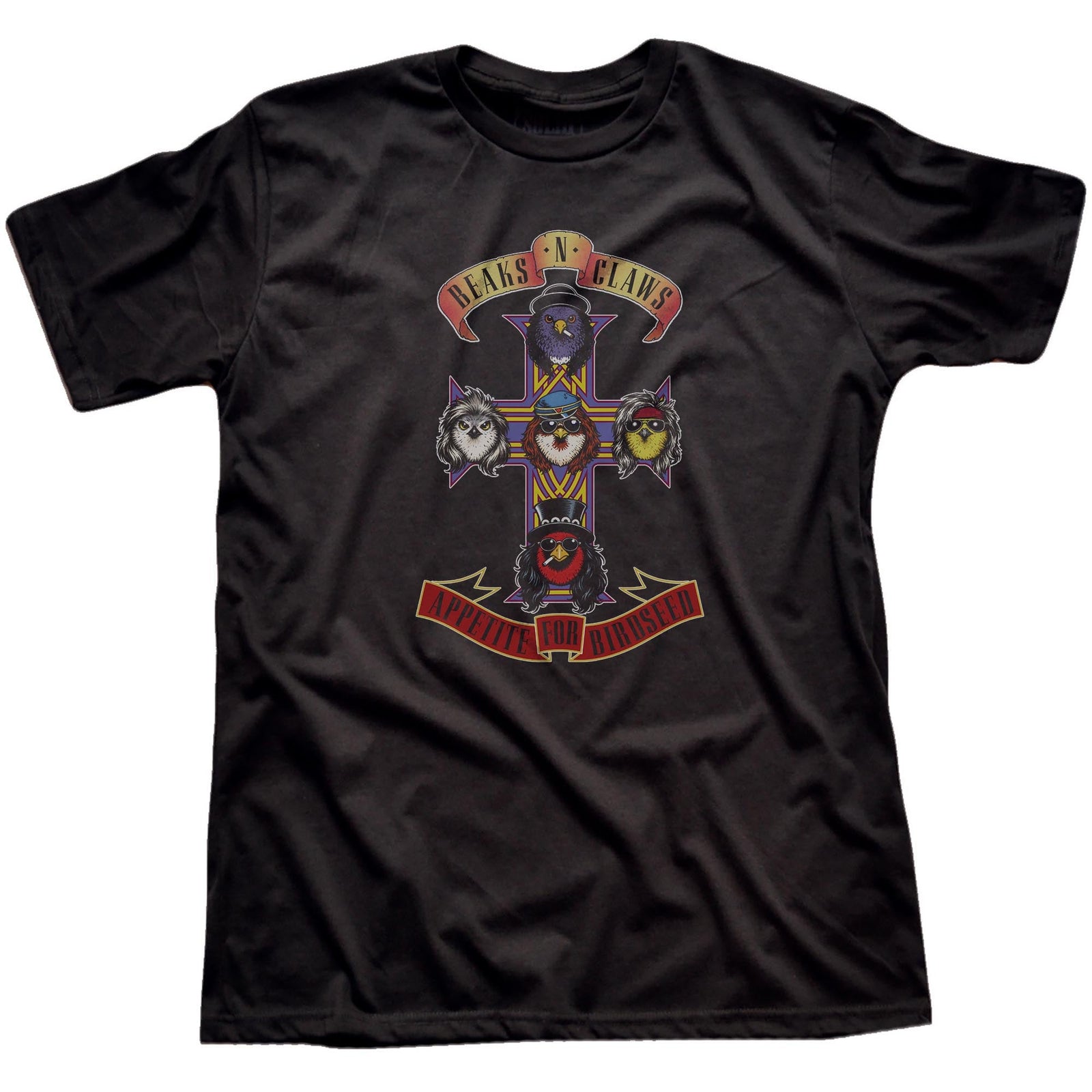 Appetite For Birdseed Funny Signature T-shirt in Black - Front View