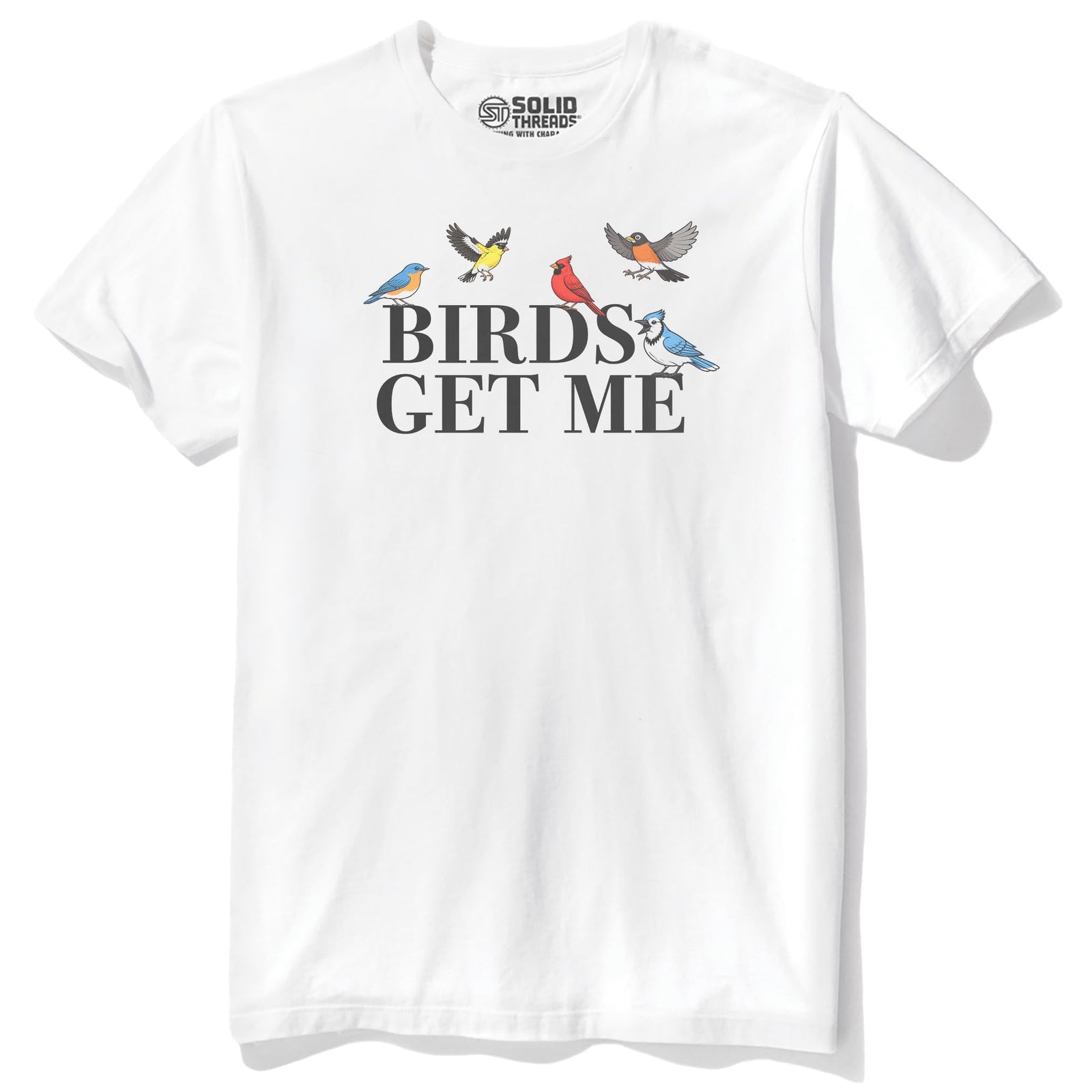 Birds Get Me Vintage Staple T-shirt in White - Front View