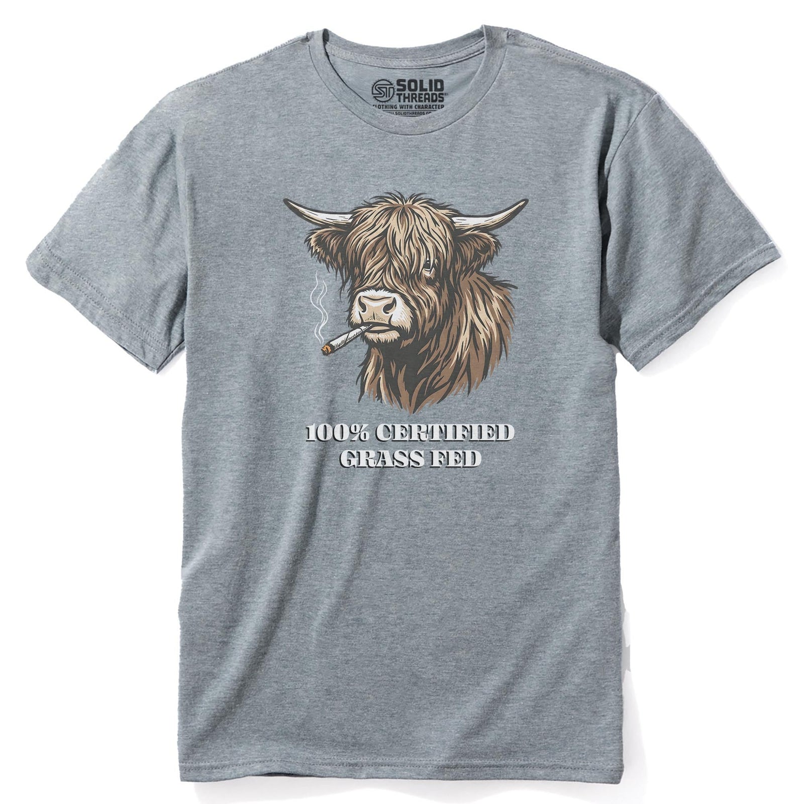Certified Grass Fed Funny Staple T-shirt in Ash Heather - Front View