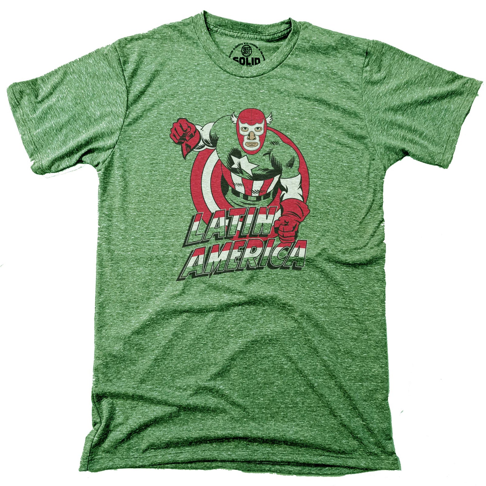 Latin America Funny Signature T-shirt in Triblend Kelly - Front View